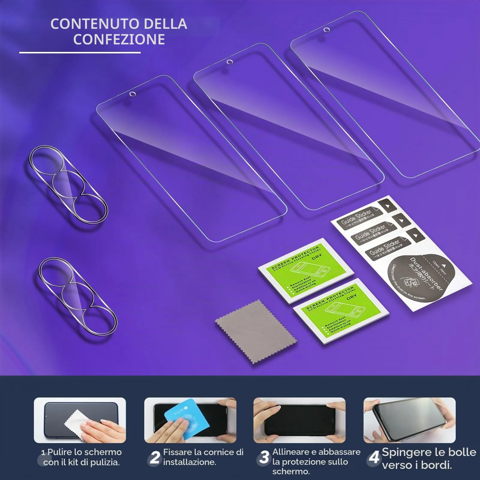 ELYCO Vetro Temperato per Samsung Galaxy A37 5G, 3+2 Pezzi - immagine 8