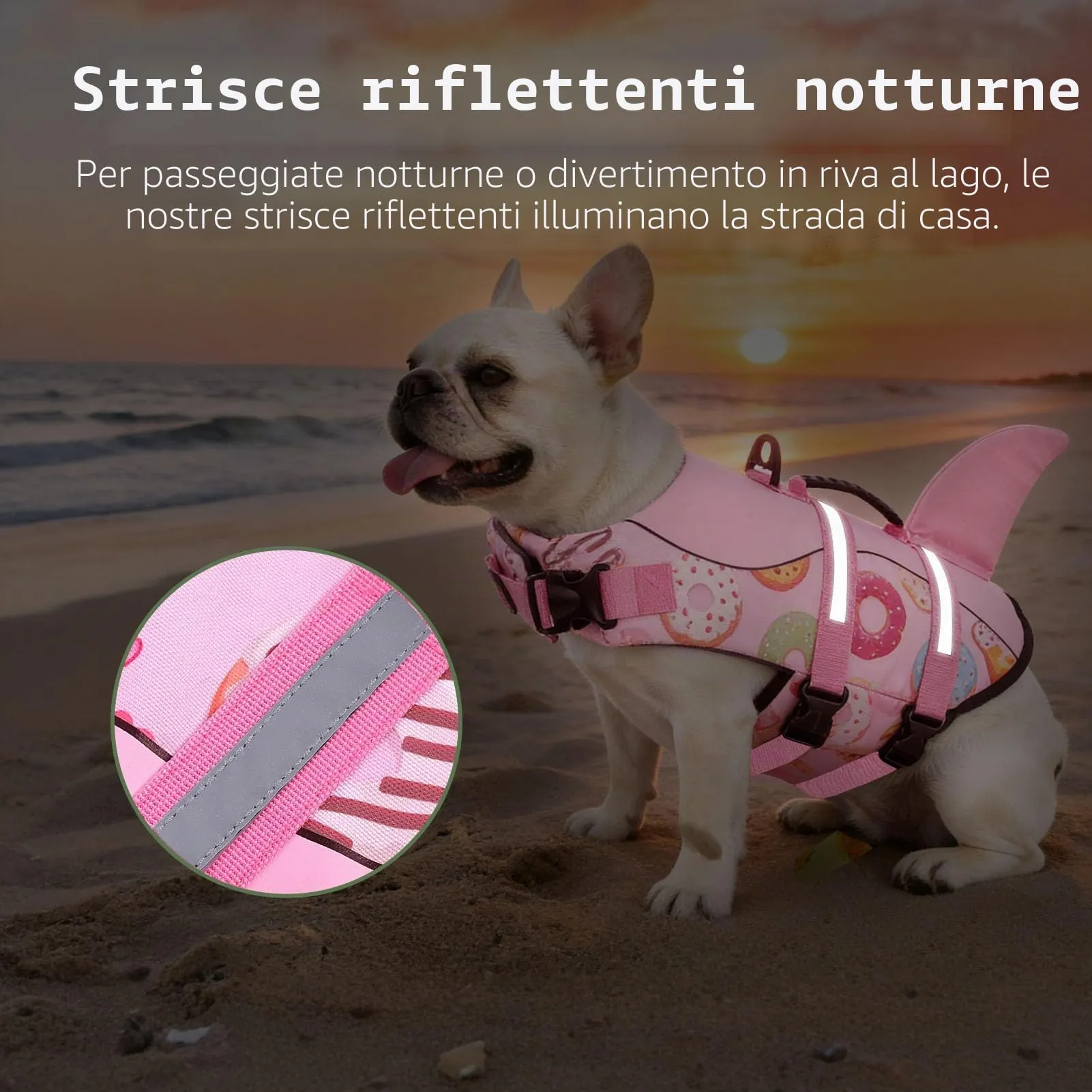 CITÉTOILE Giubbotto Salvagente per Cane Ripstop Regolabile, Rosa-Ciambella, XL - immagine 5