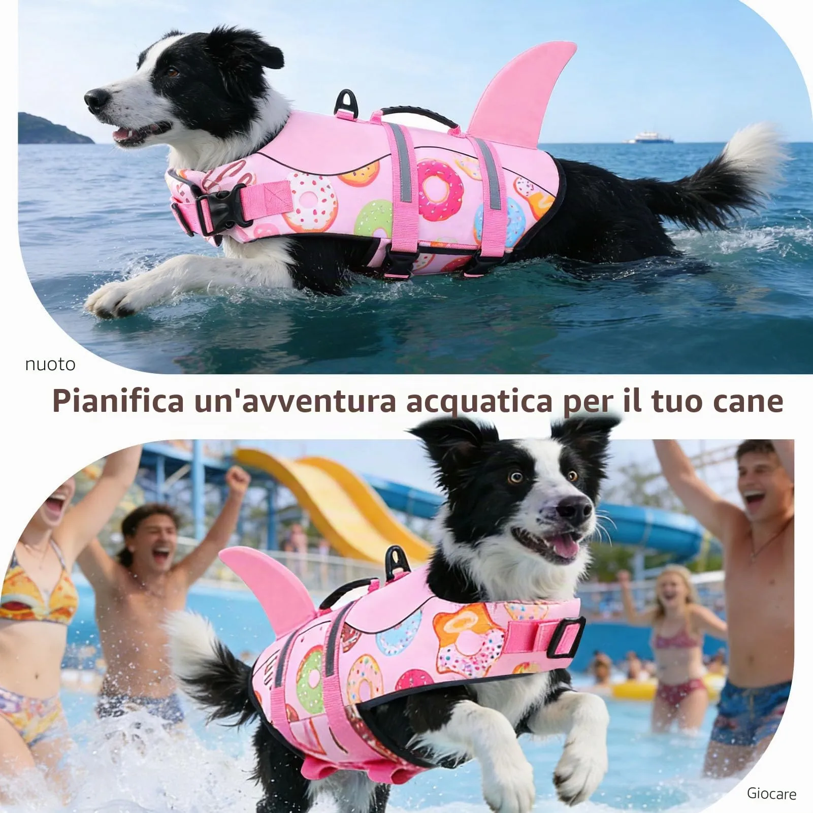 CITÉTOILE Giubbotto Salvagente per Cane Ripstop Regolabile, Rosa-Ciambella, XL - immagine 6