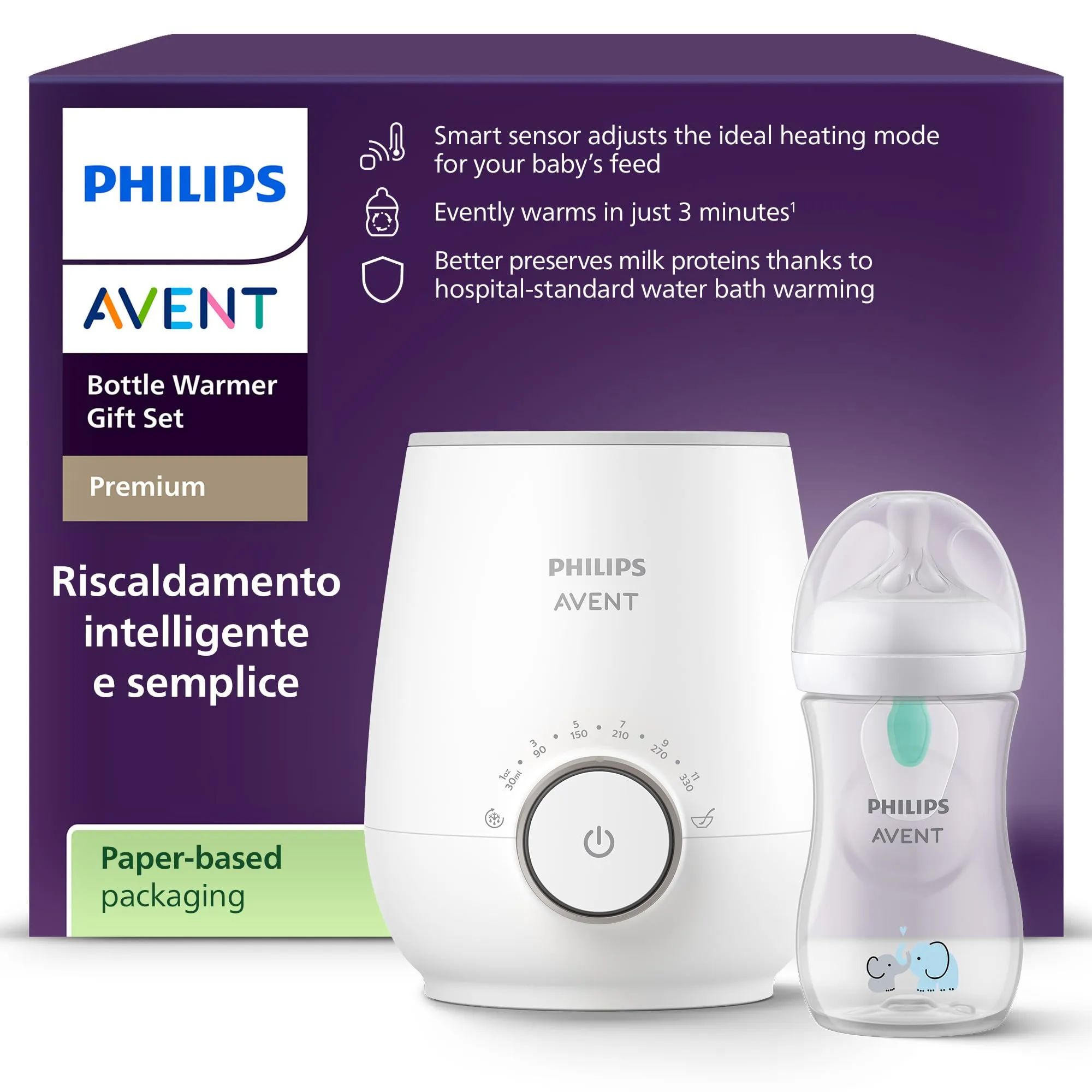 Philips Avent Scaldabiberon Set con Biberon Natural Response SCF358/10 - immagine 1