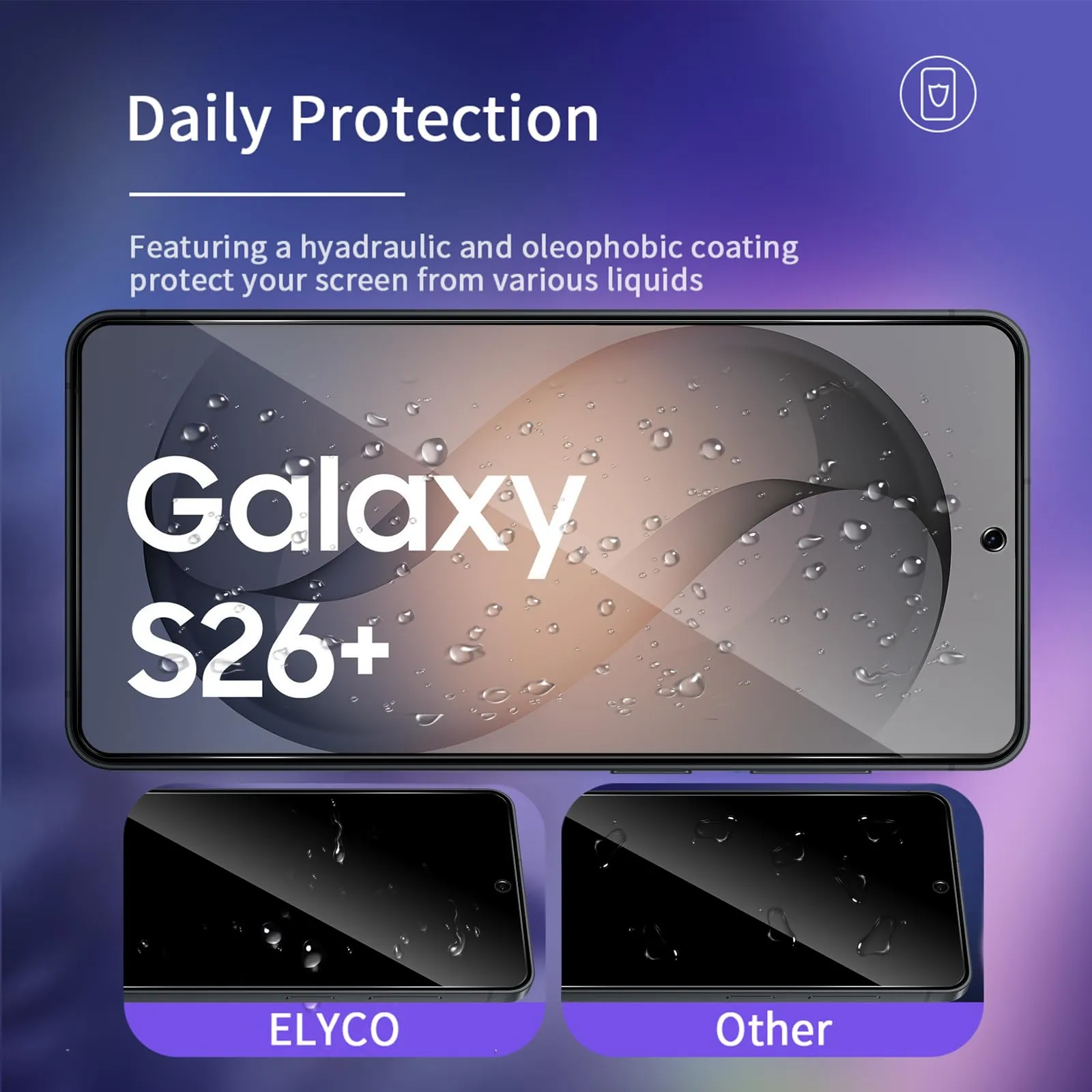 ELYCO Vetro Temperato Privacy per Samsung Galaxy S26 Plus, 2+2 Pezzi - immagine 4