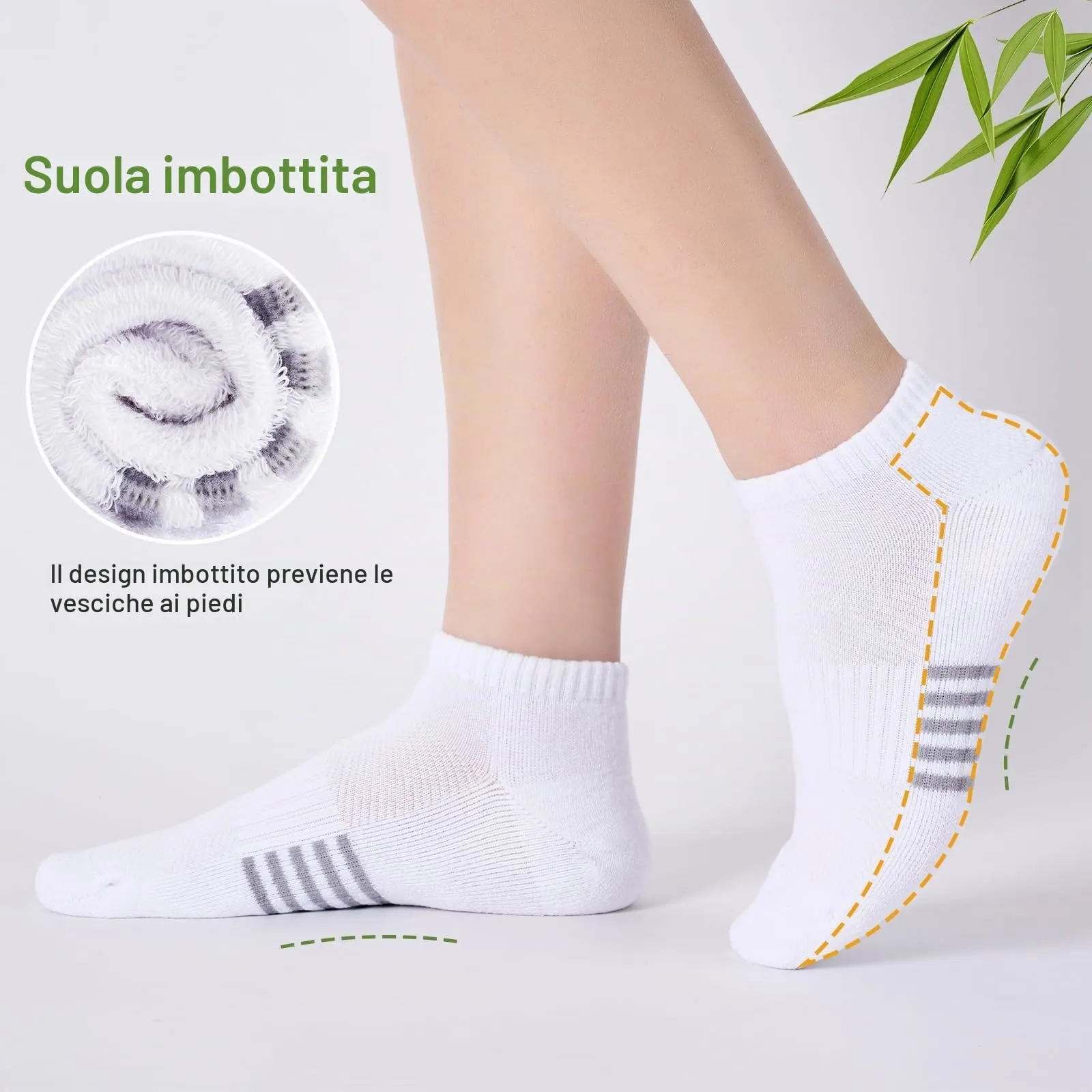 Effeet Calzini Corti Donna in Bambù, Sportivi Traspiranti in Spugna, 6/12 Paia - immagine 4