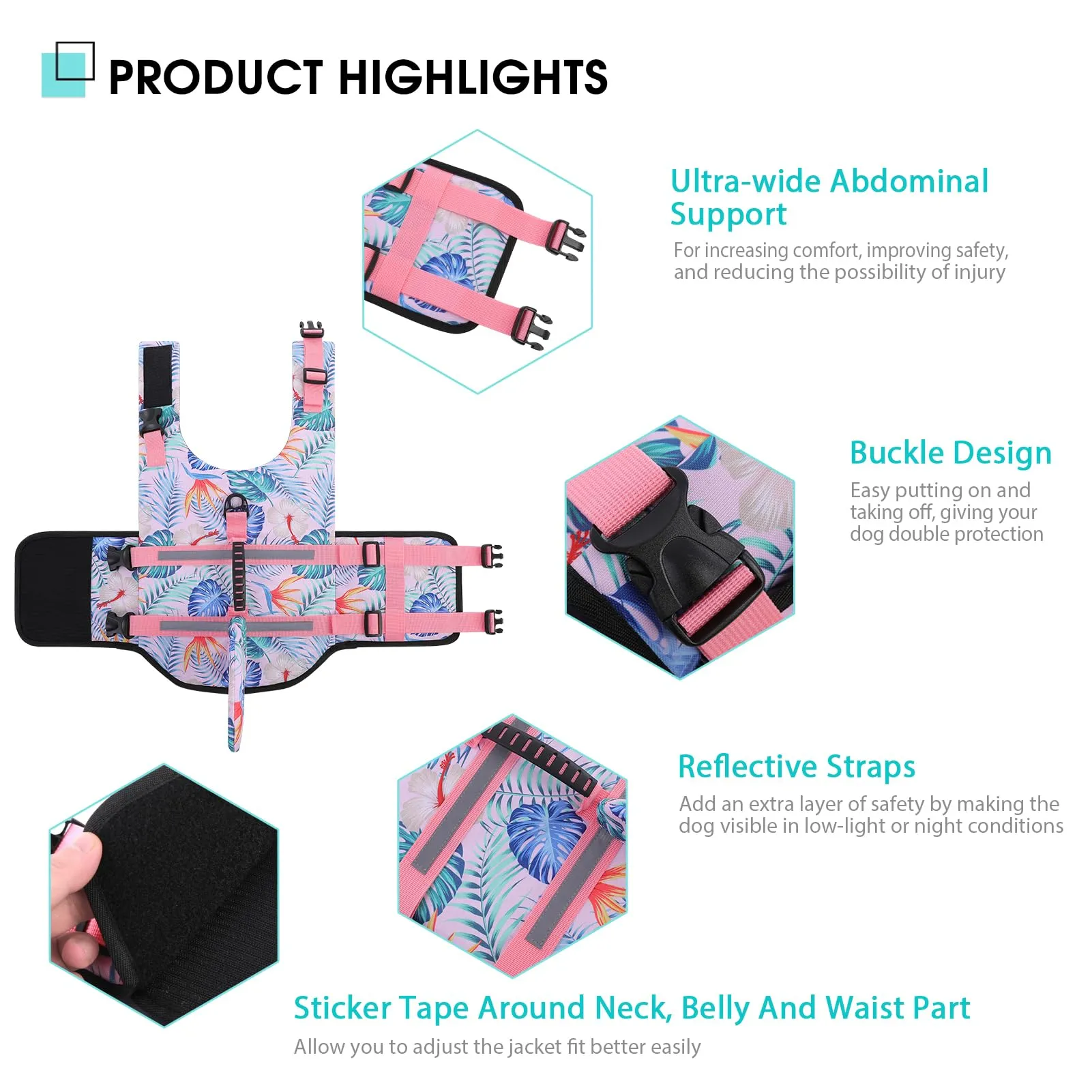 Queenmore Giubbotto Salvagente per Cani, Ripstop, HawaiiPink, L - immagine 5