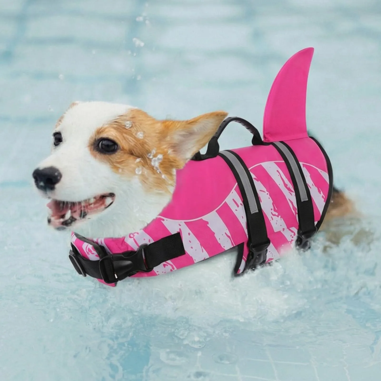Queenmore Salvagente Cane Squalo, Giubbotto Salvataggio per Piscina e Mare, Pinkwhite, XL - immagine 3