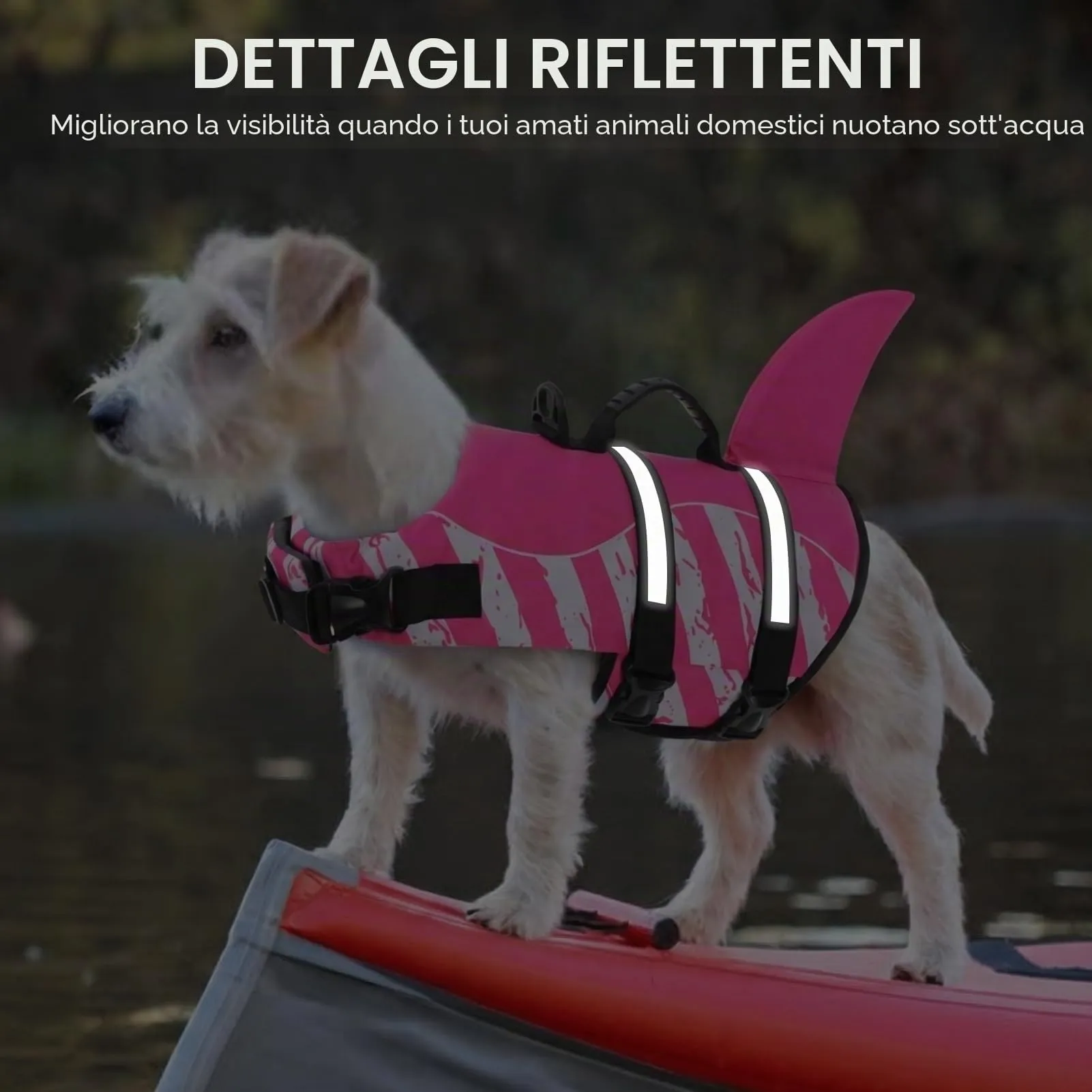 Queenmore Salvagente Cane Squalo, Giubbotto Salvataggio per Piscina e Mare, Pinkwhite, XL - immagine 7