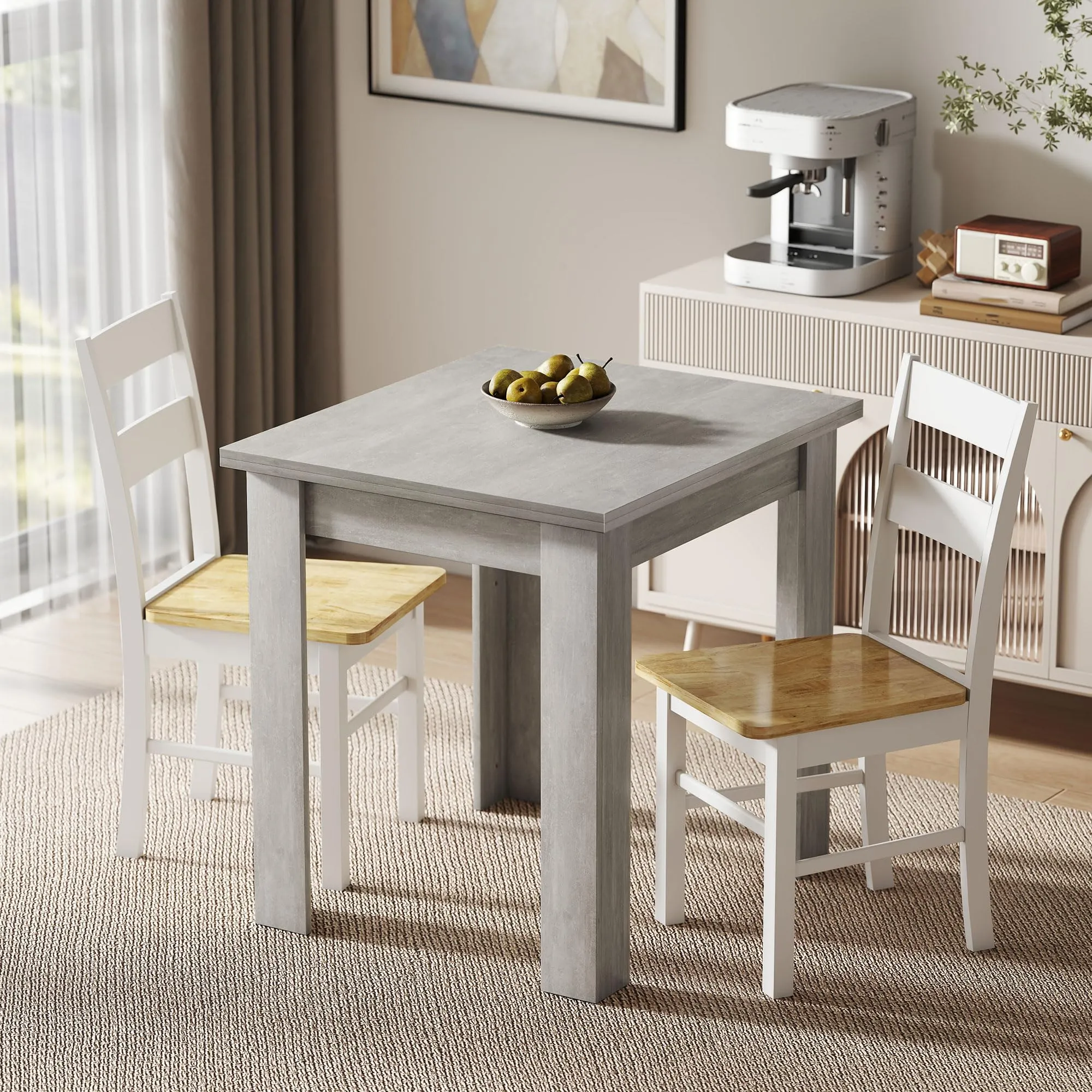 HOMCOM Tavolo da Pranzo Allungabile 70-140cm per 4-6 Persone, Grigio Effetto Legno - immagine 7