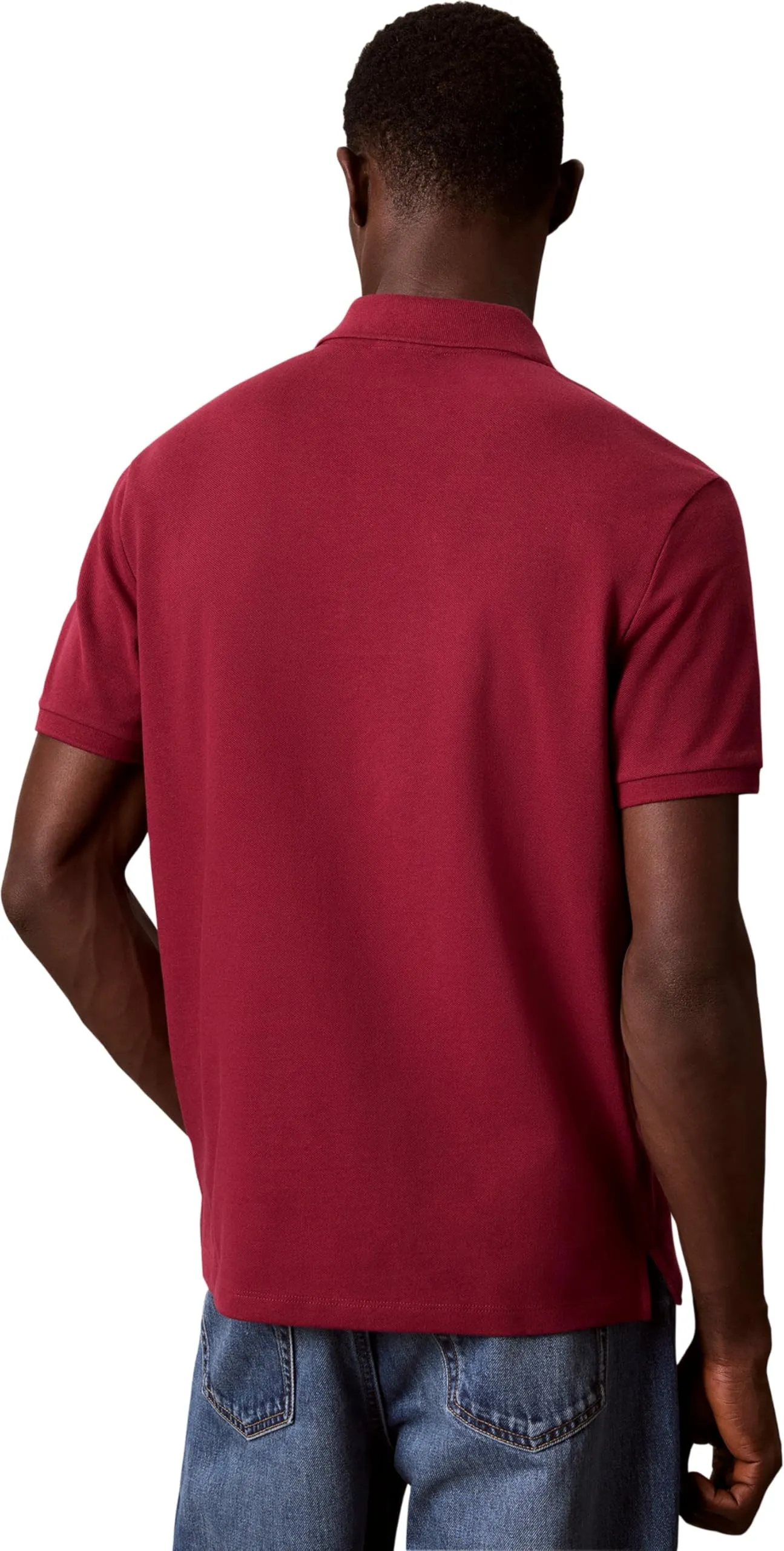 Calvin Klein Polo da Uomo in Piqué Monogramma LV040EM269, Rosso (Rododendro), 3XL Plus - immagine 2