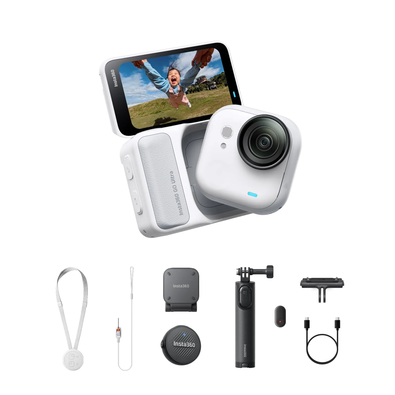 Insta360 GO Ultra Pack Bianco Artico - Action Cam Mini 4K, FlowState, Impermeabile 10m - immagine 1