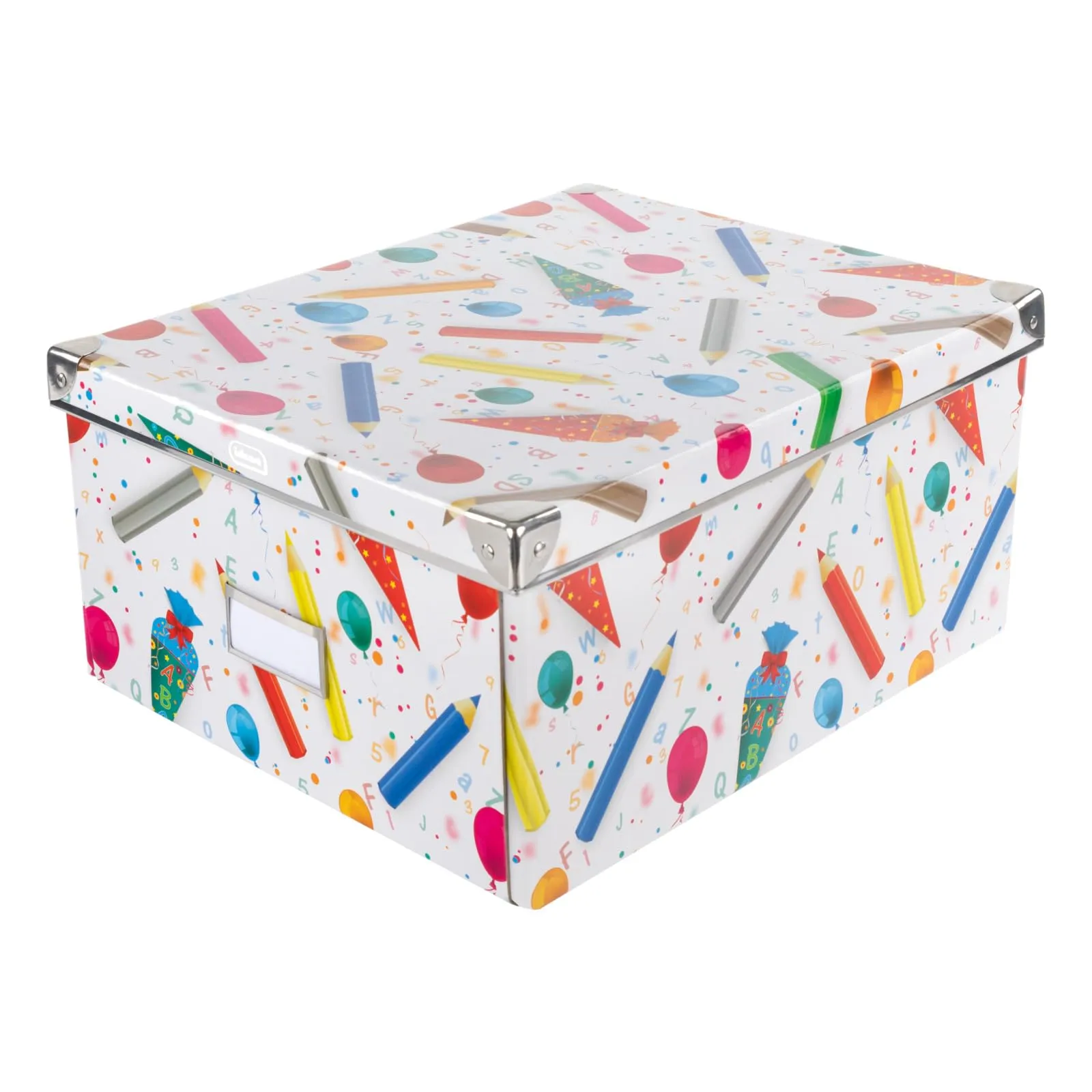 Idena 20225 Scatola portaoggetti con coperchio, Motivo Scuola, 35 x 28 x 17 cm - immagine 1