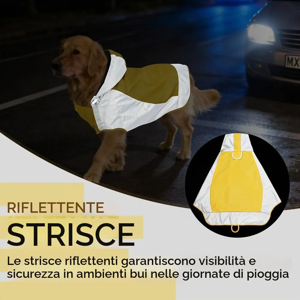 AOOWU Impermeabile per Cani con Cappuccio e Riflettenti, Giallo, Taglia M - immagine 4