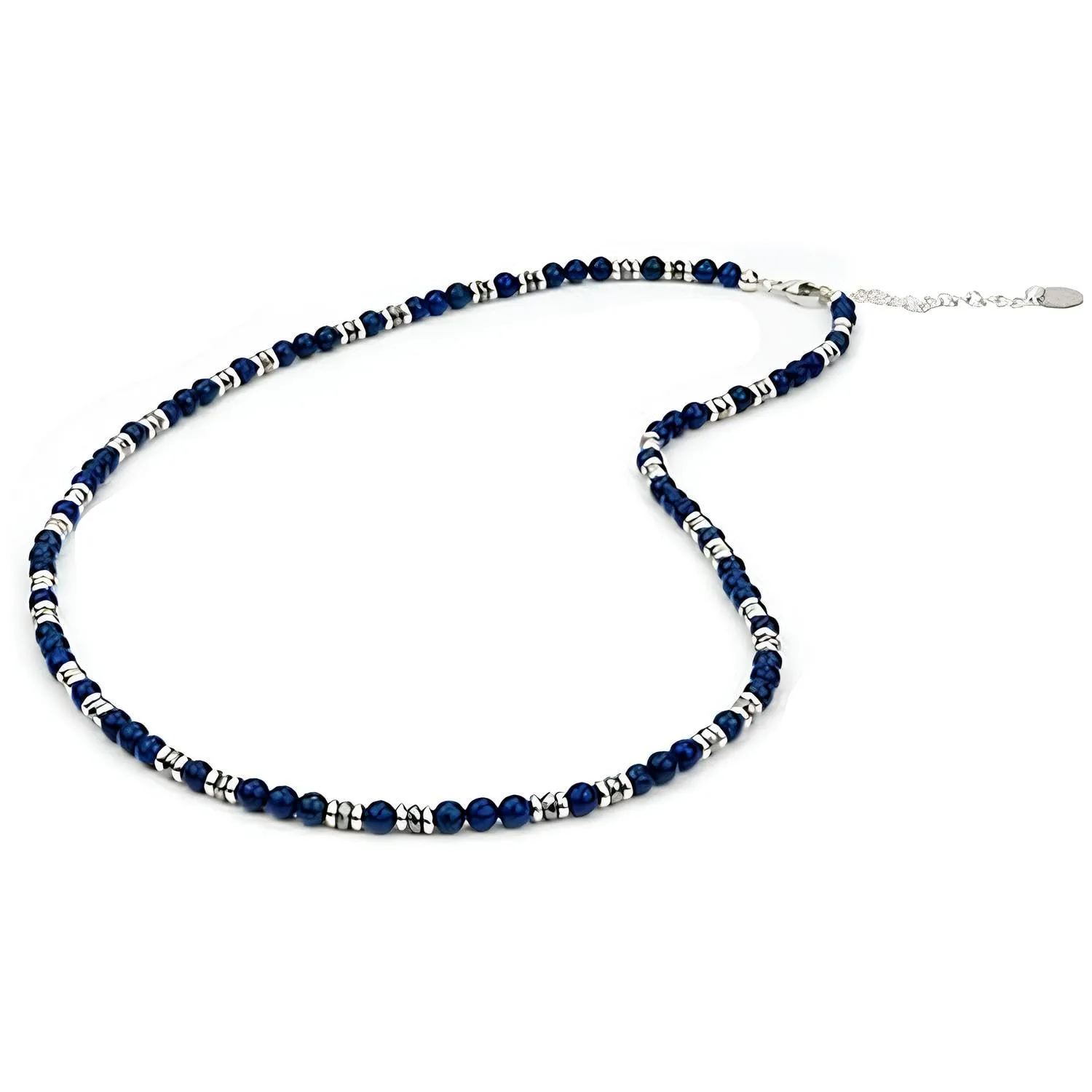SAGA GIOIELLI Collana Uomo in Lapislazzuli e Acciaio Inox, 50 cm + 5,5 cm - immagine 1