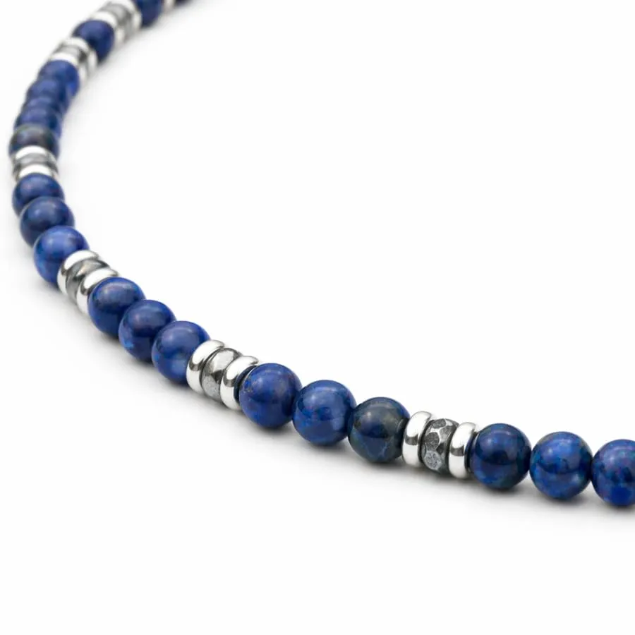 SAGA GIOIELLI Collana Uomo in Lapislazzuli e Acciaio Inox, 50 cm + 5,5 cm - immagine 4