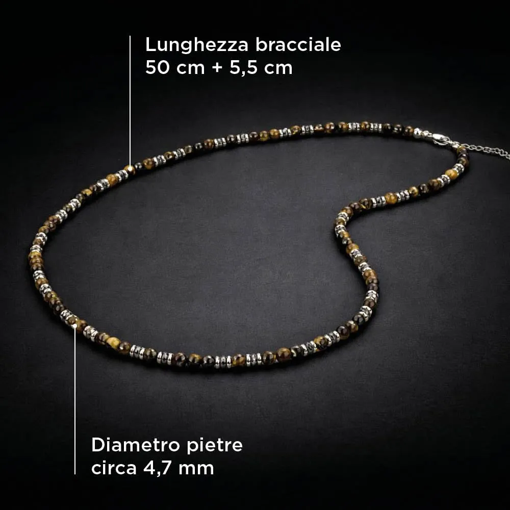 SAGA GIOIELLI Collana Uomo in Lapislazzuli e Acciaio Inox, 50 cm + 5,5 cm - immagine 5