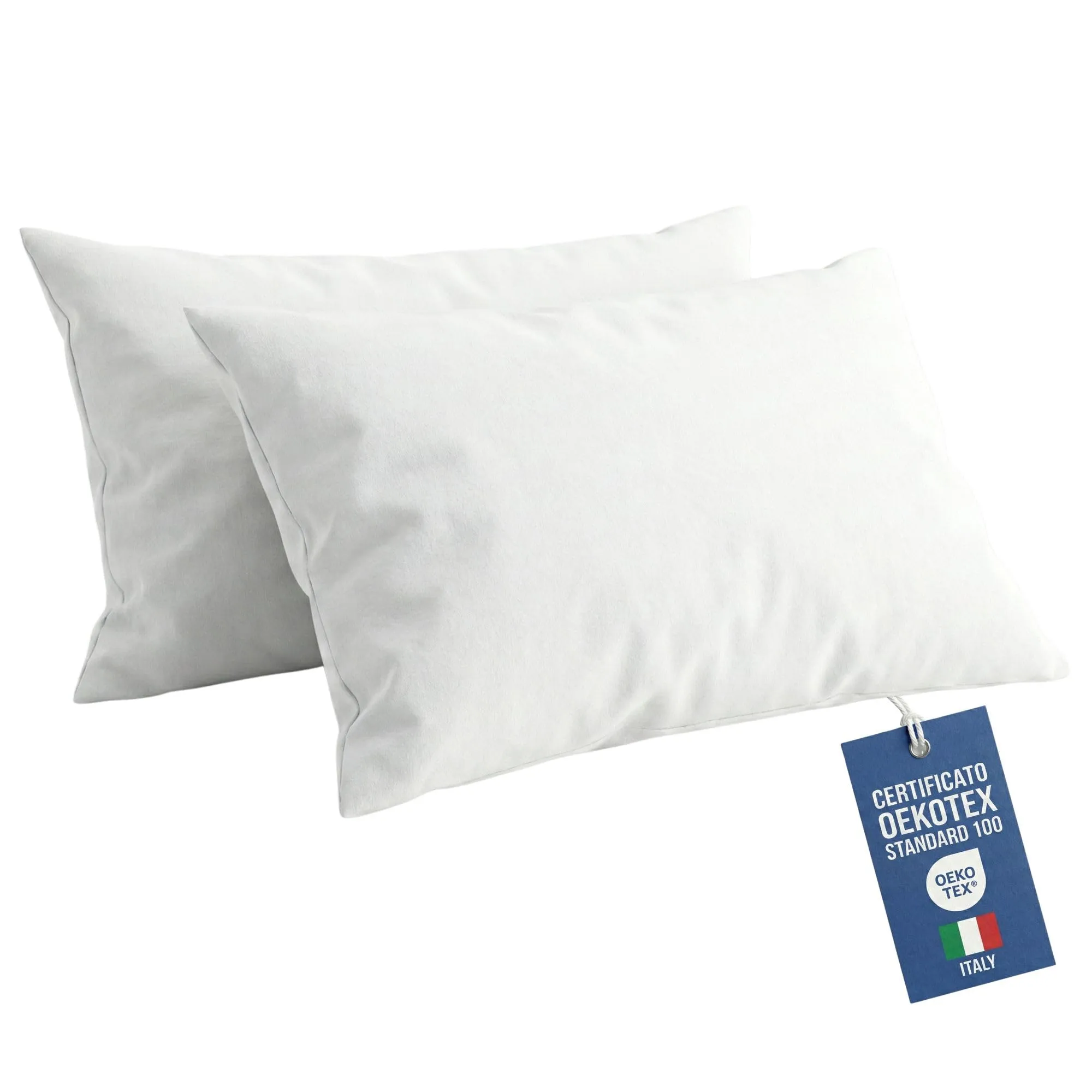 NARCISO Federe Cuscino 50x80 cm 100% Cotone Antiacaro e Anallergiche, Made in Italy, Certificato OEKOTEX (Bianco, Coppia) - immagine 1