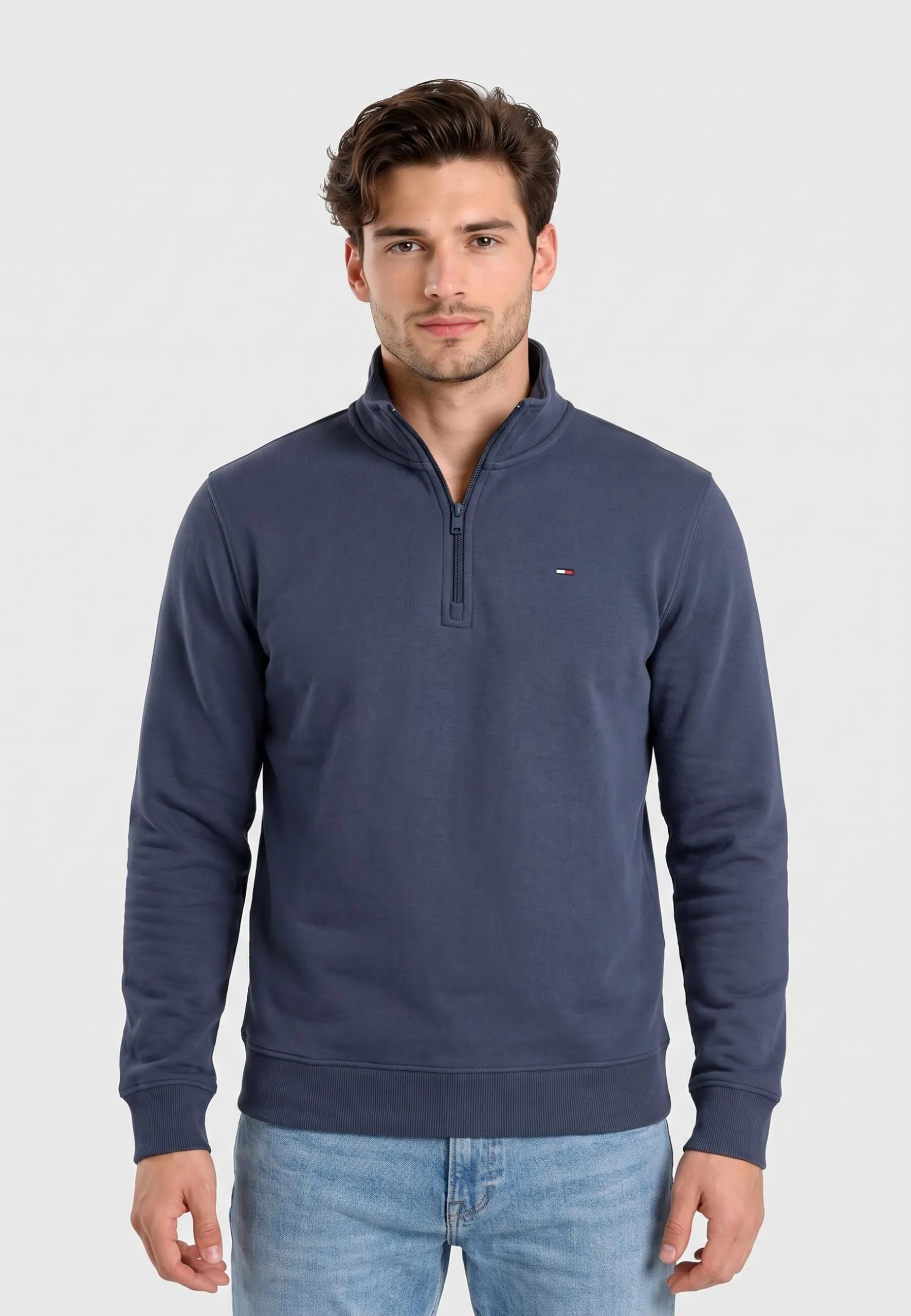 Tommy Jeans Felpa Uomo Mezza Zip, Blu Basic Navy, L - immagine 3