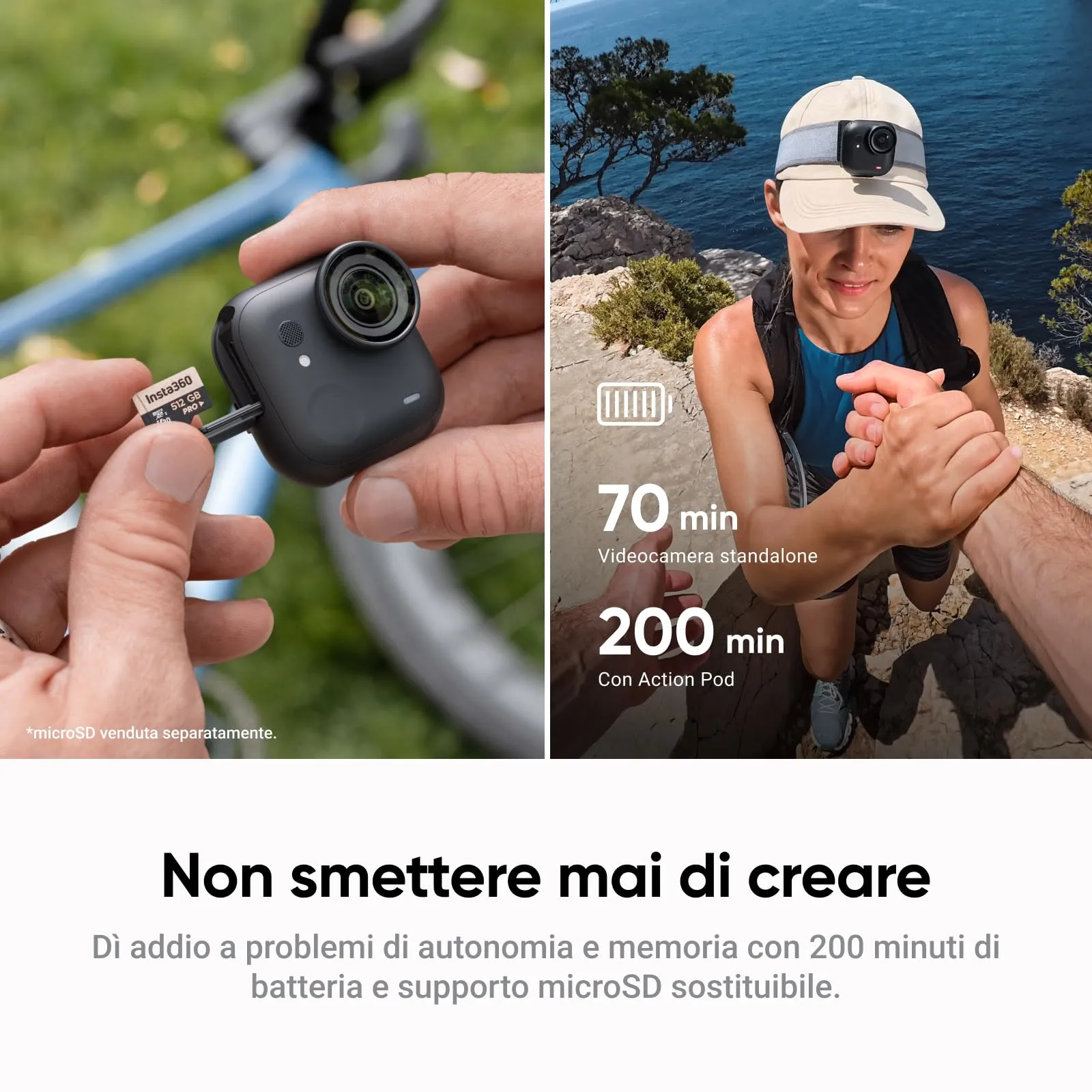 Insta360 GO Ultra Pack Nero Notte Action Cam 4K - immagine 8