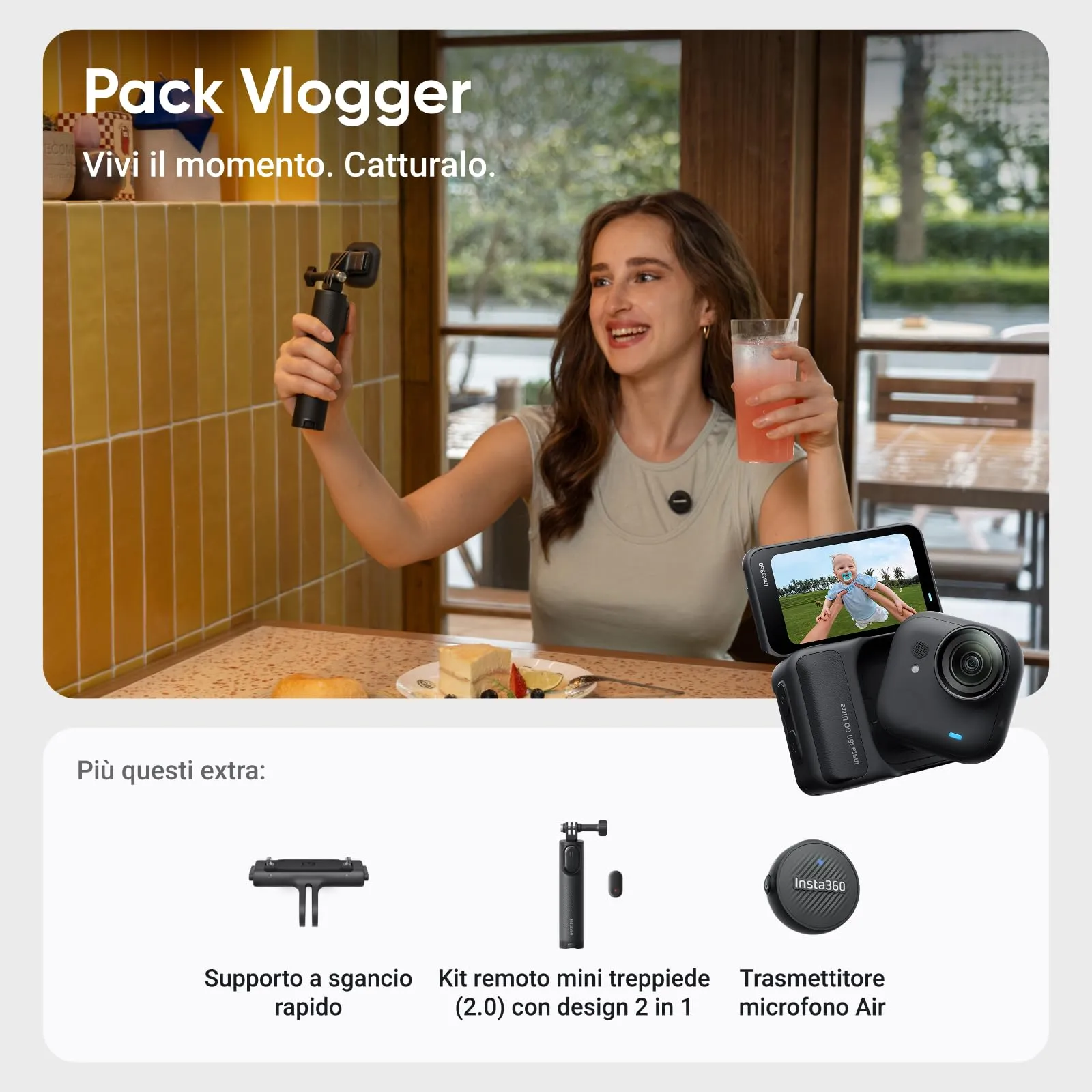 Insta360 GO Ultra Pack Nero Notte Action Cam 4K - immagine 10