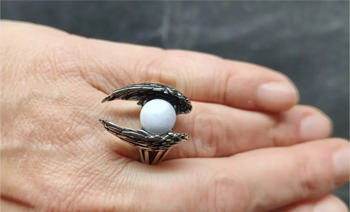 Generico Anello Regolabile in Angelite Ali di Angelo - immagine 2