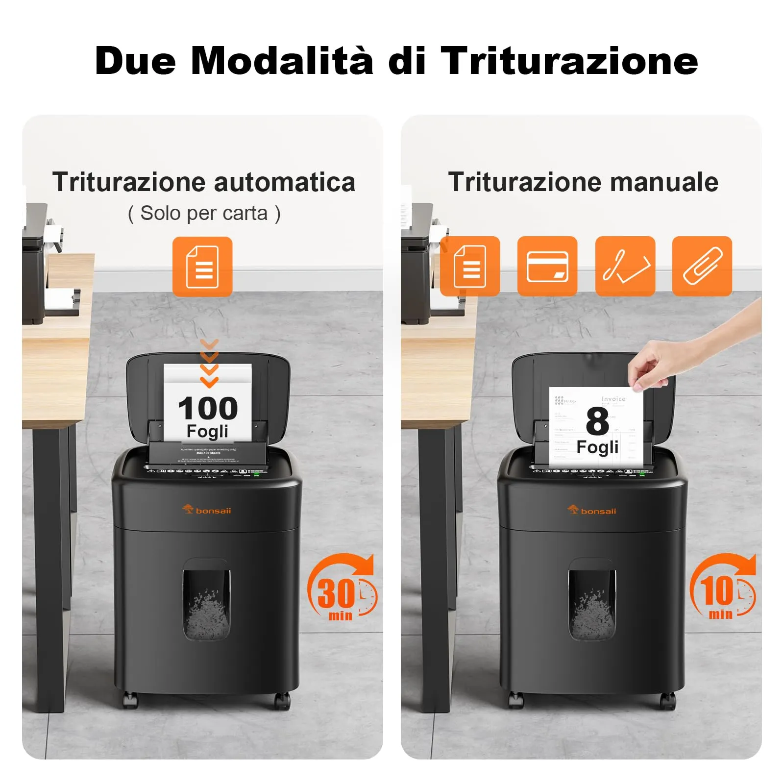 Bonsaii C231-D Distruggidocumenti Auto-Feed 100 Fogli, Cestino 16 Litri - immagine 2