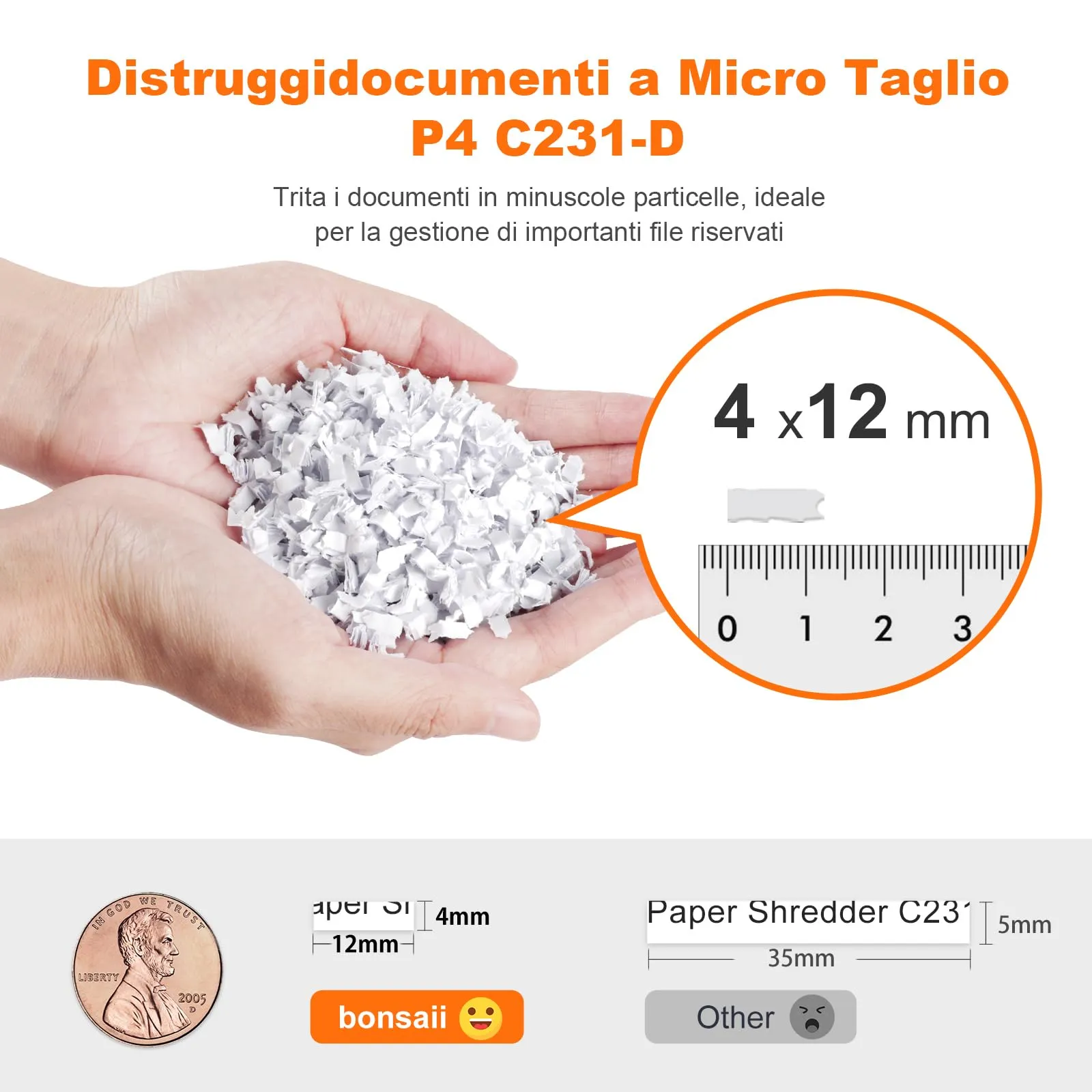 Bonsaii C231-D Distruggidocumenti Auto-Feed 100 Fogli, Cestino 16 Litri - immagine 3