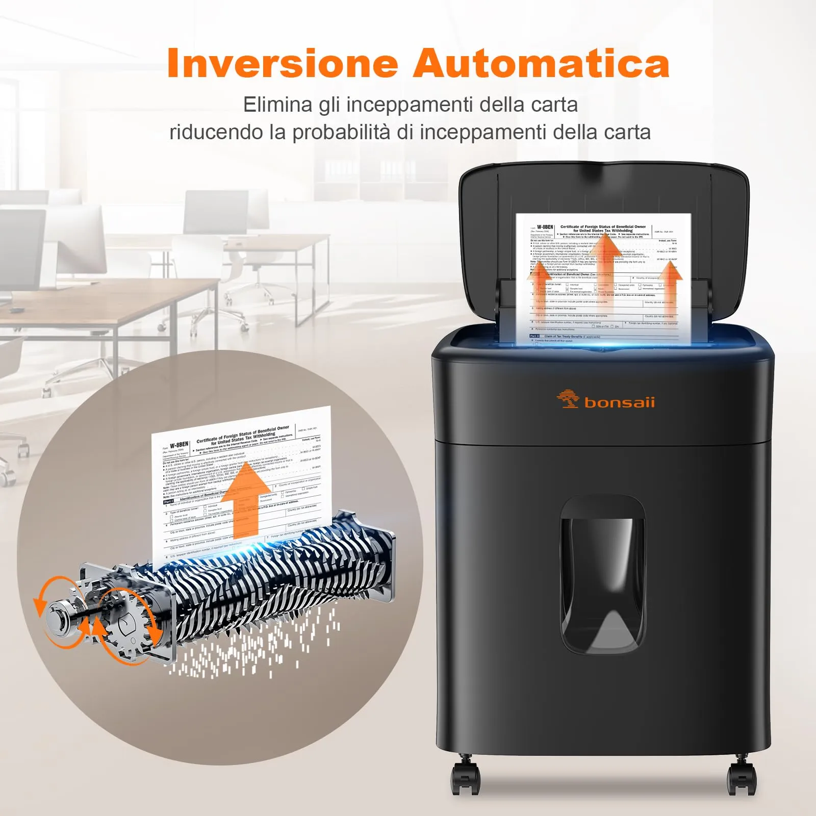 Bonsaii C231-D Distruggidocumenti Auto-Feed 100 Fogli, Cestino 16 Litri - immagine 4