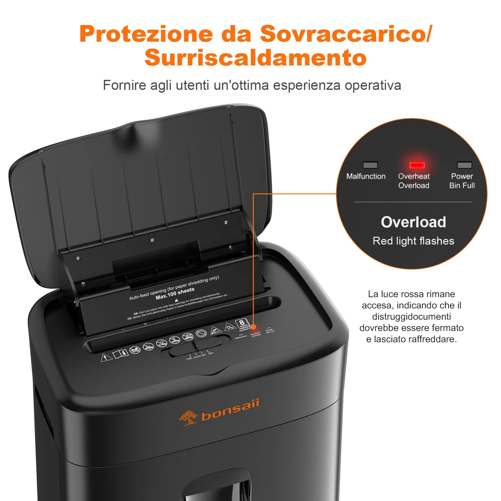 Bonsaii C231-D Distruggidocumenti Auto-Feed 100 Fogli, Cestino 16 Litri - immagine 5