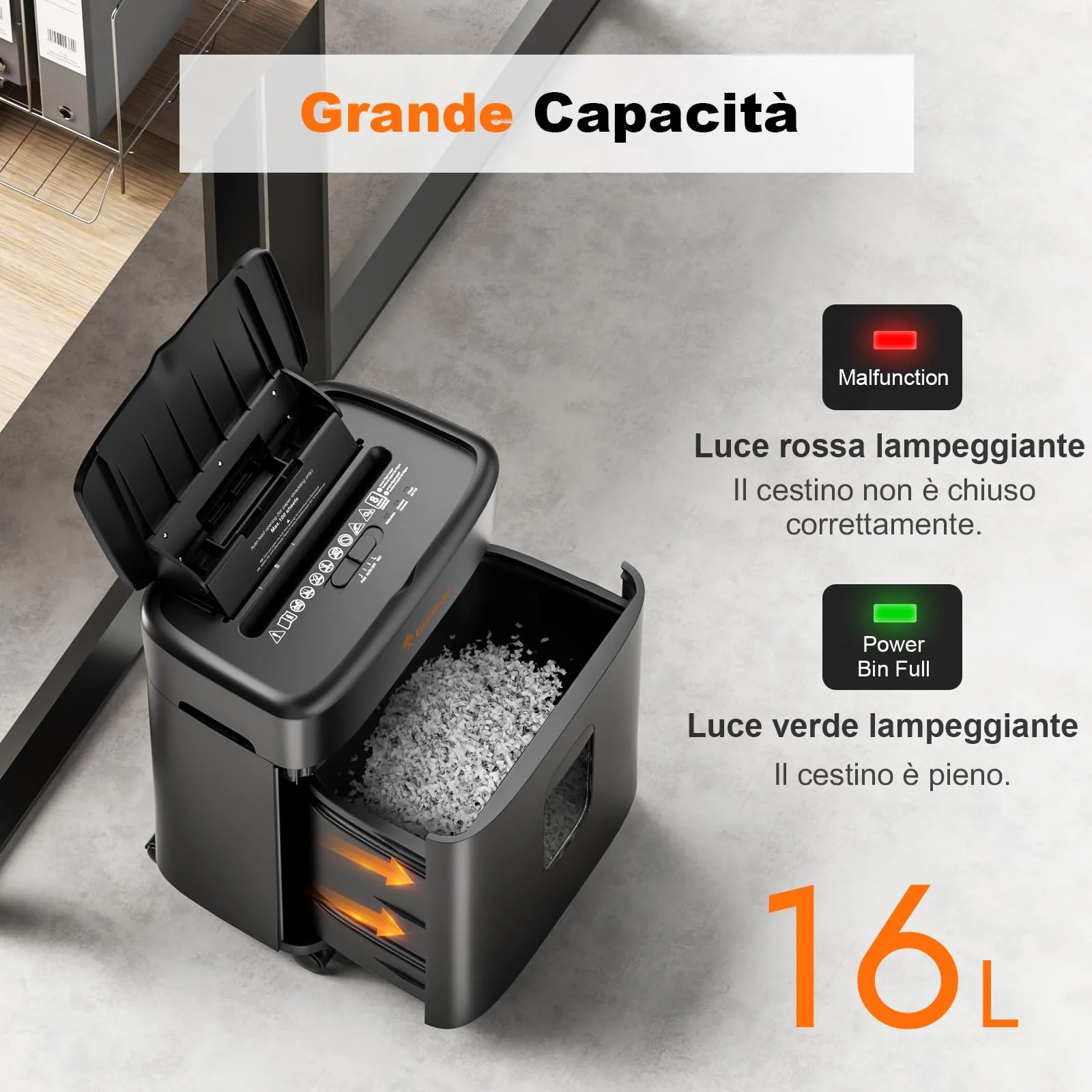 Bonsaii C231-D Distruggidocumenti Auto-Feed 100 Fogli, Cestino 16 Litri - immagine 6