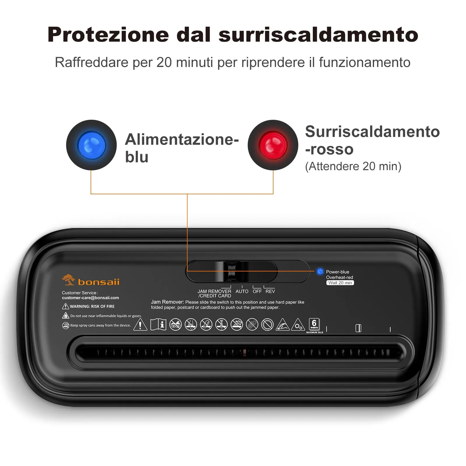 Bonsaii Distruggidocumenti a Strisce, 6 Fogli, Braccio Telescopico, S123-A - immagine 4