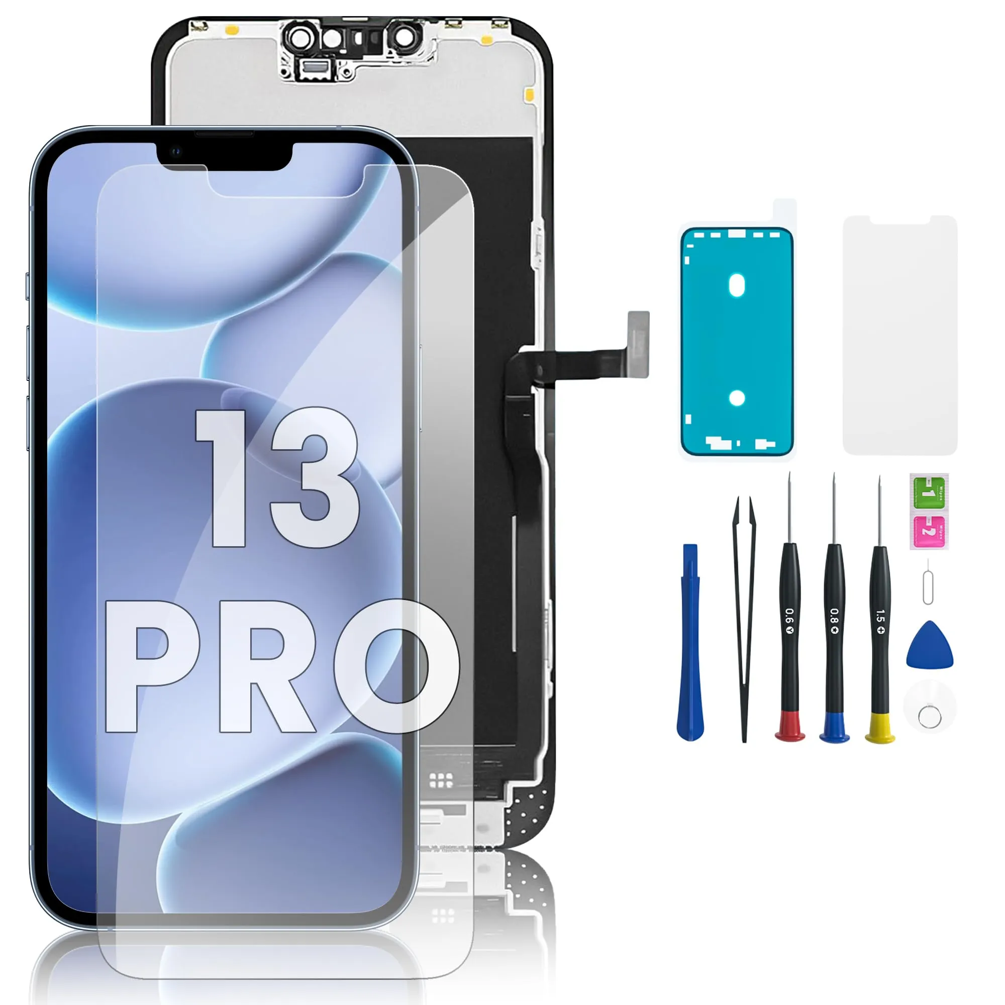 Hoonyer Set di Ricambio Display Schermo 3D Touch con Cornice, Digitalizzatore e Strumenti di Riparazione per iPhone 13 Pro 6.1'' - immagine 1