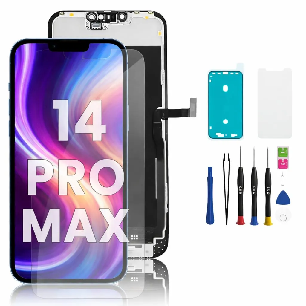 Hoonyer Set di Ricambio Display LCD con Cornice, Digitalizzatore e Strumenti di Riparazione per iPhone 14 Pro Max (6.7'') - immagine 1
