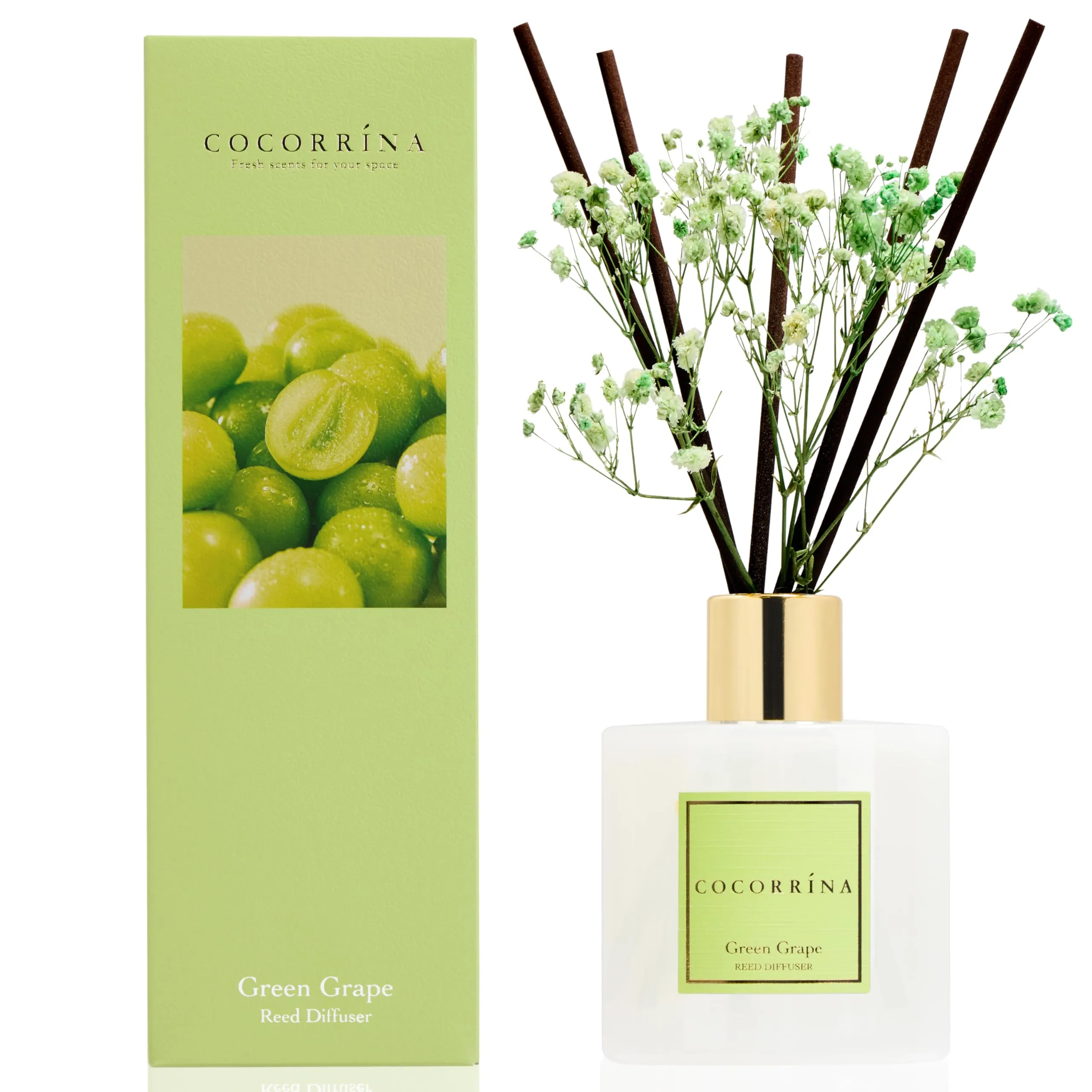 COCORRÍNA Diffusore Profumato Green Grape, 200ml con Bastoncini - immagine 1