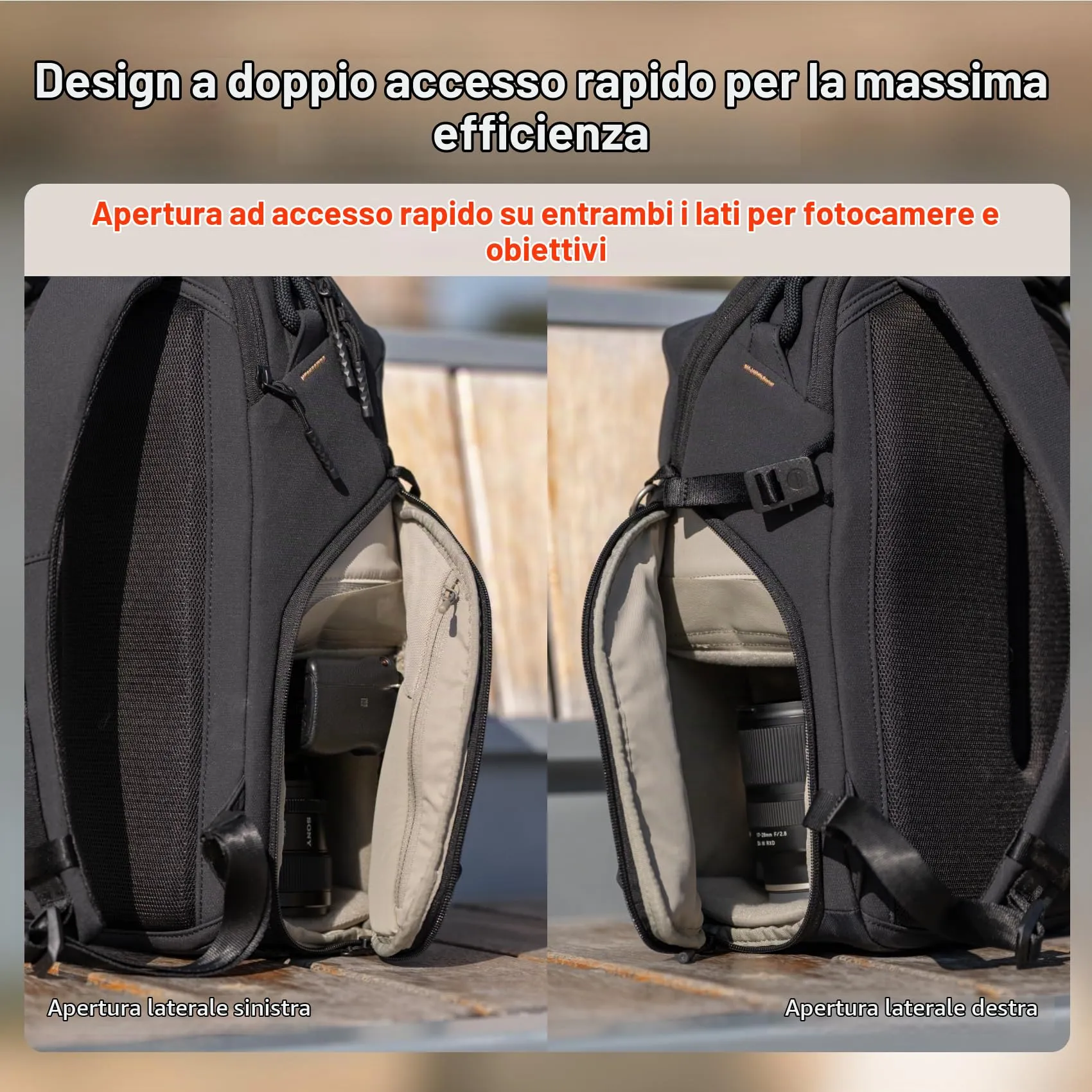 PGYTECH OneGo Lite Zaino per Fotocamera 12L, Resistente all'Acqua (Nero) - immagine 3