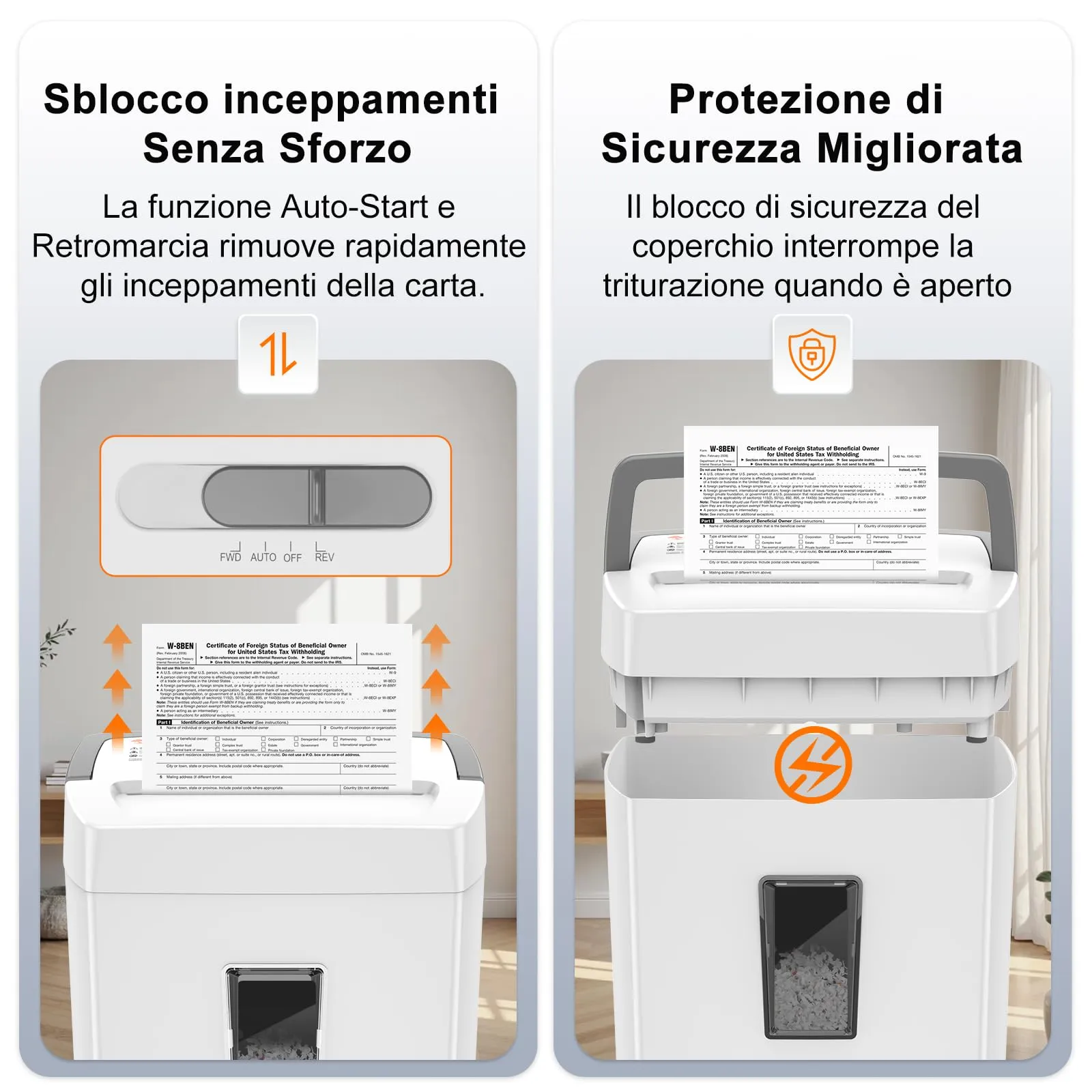 Bonsaii Distruggidocumenti 12 Fogli Micro Taglio, Cestino 21L - immagine 4