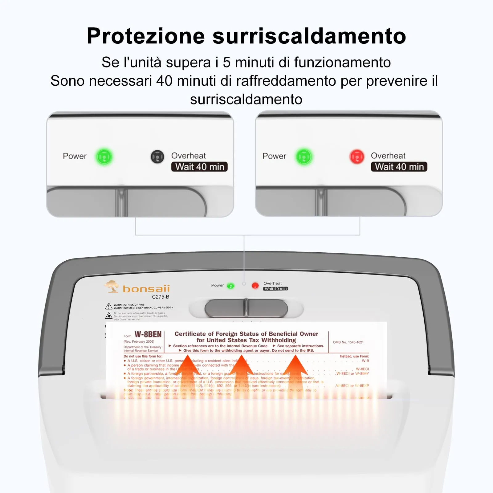 Bonsaii Distruggidocumenti 12 Fogli Micro Taglio, Cestino 21L - immagine 6