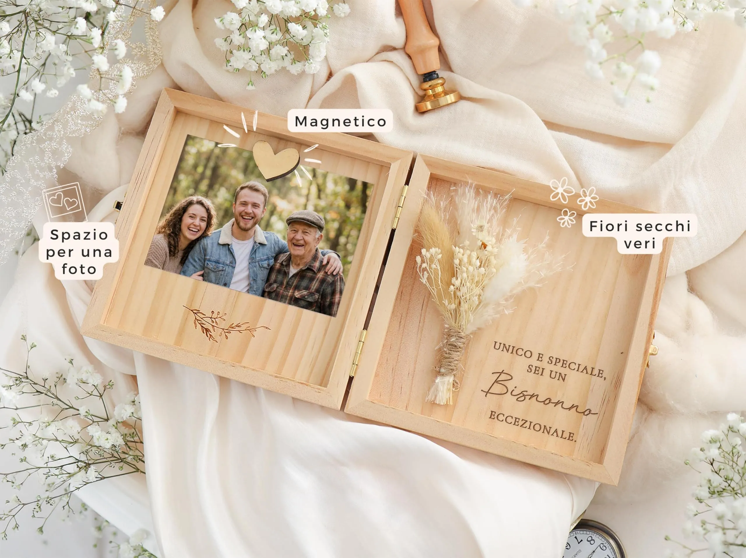 Joli Coon Cofanetto Regalo Bisnonno in Legno, 14 x 14 x 3 cm - immagine 2