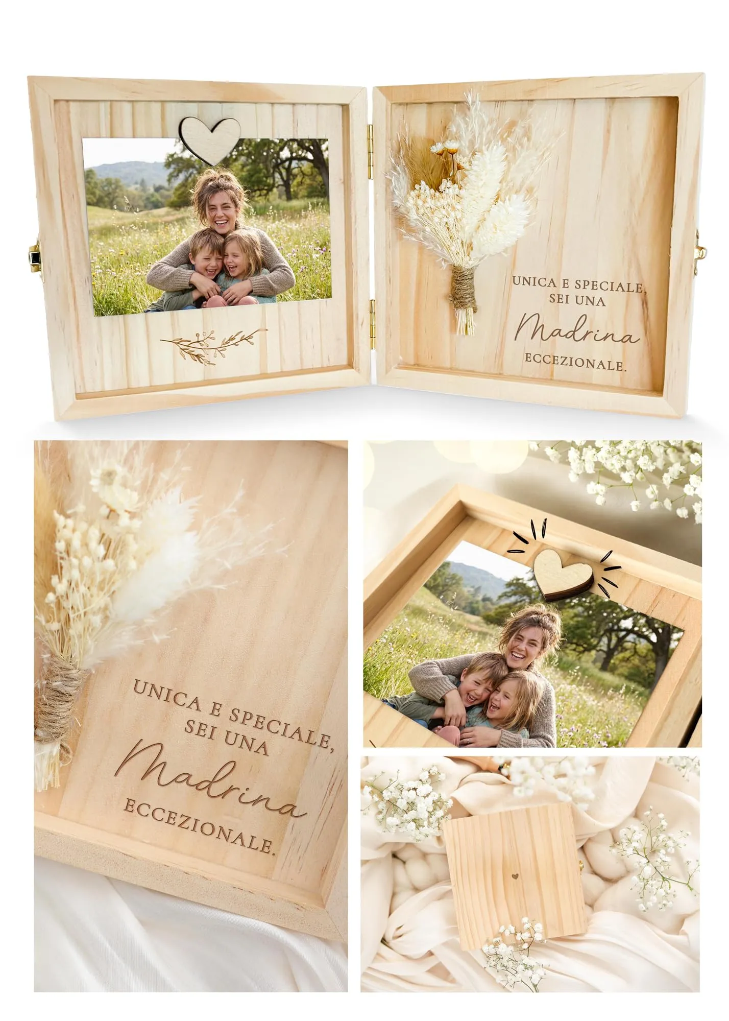 Joli Coon Cofanetto Regalo Madrina in Legno, 14 x 14 x 3 cm - immagine 1