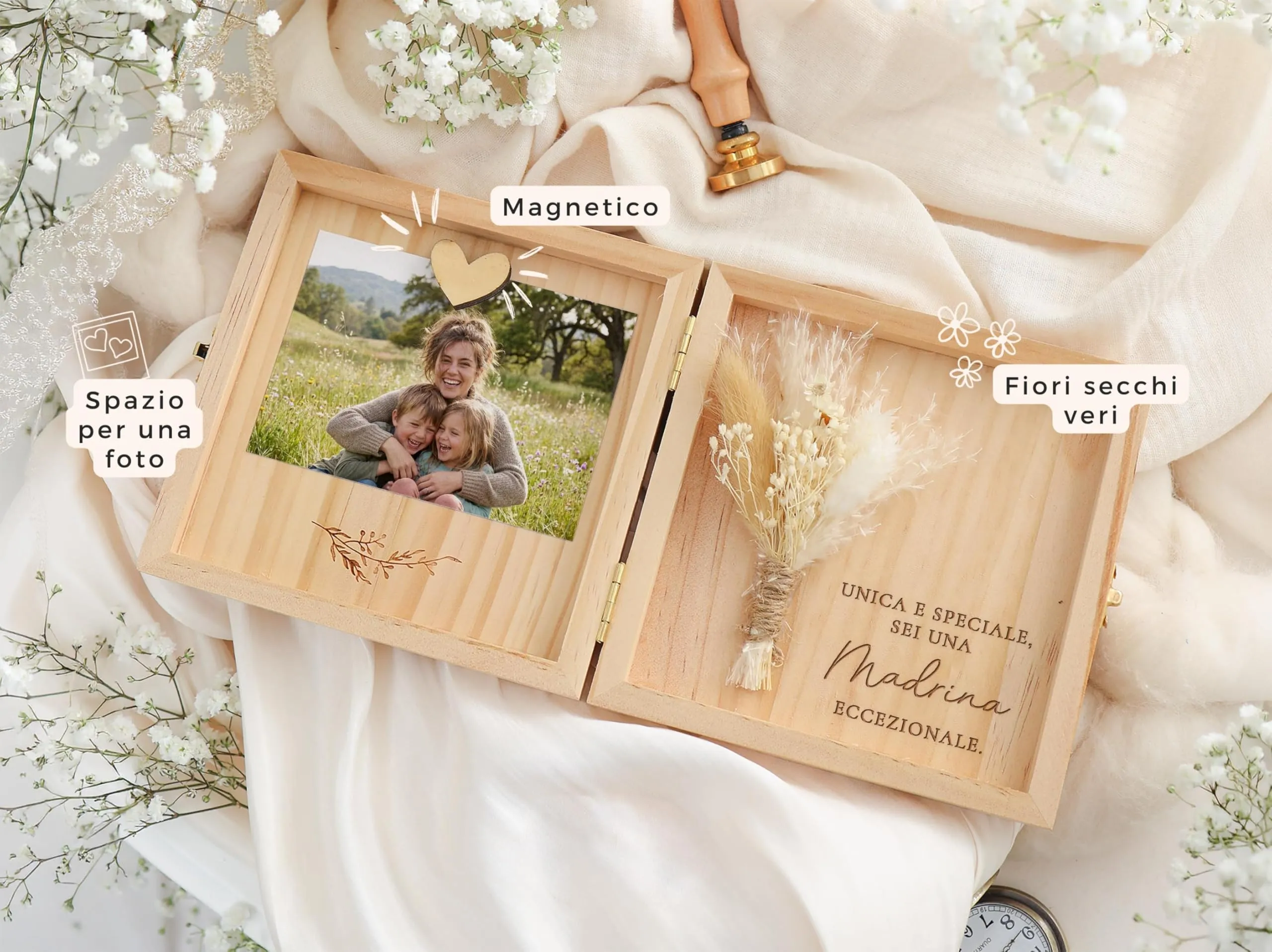 Joli Coon Cofanetto Regalo Madrina in Legno, 14 x 14 x 3 cm - immagine 2