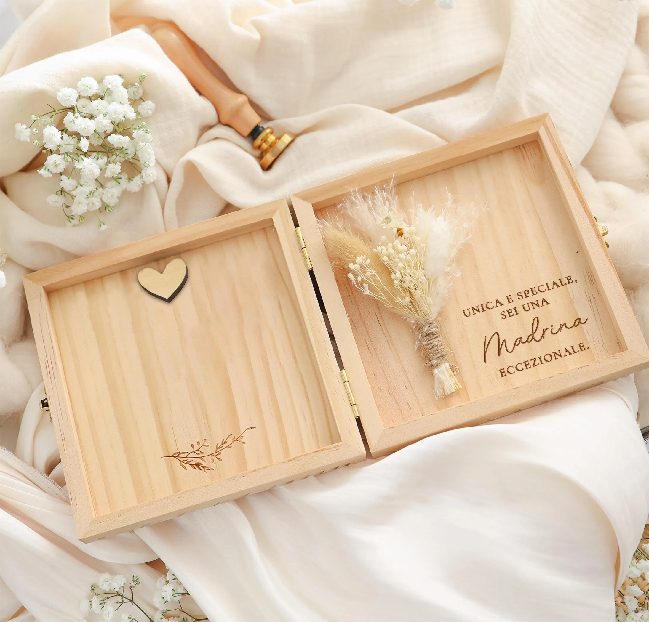 Joli Coon Cofanetto Regalo Madrina in Legno, 14 x 14 x 3 cm - immagine 8