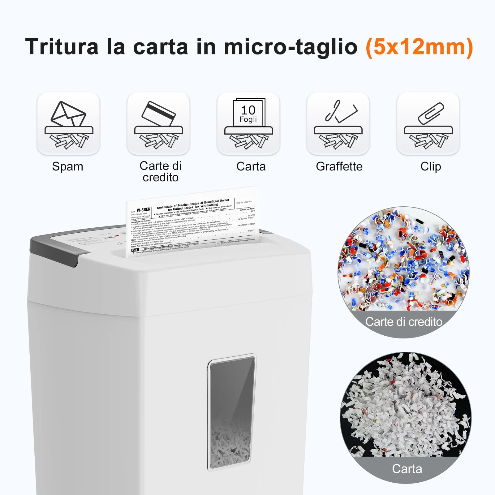 Bonsaii Distruggidocumenti Microtaglio 10 Fogli P-4 C275-B - immagine 2