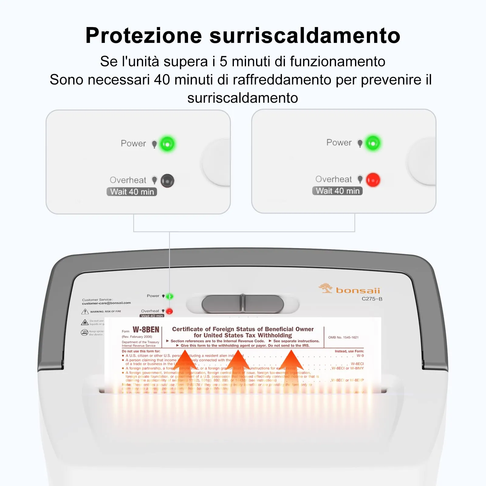 Bonsaii Distruggidocumenti Microtaglio 10 Fogli P-4 C275-B - immagine 5