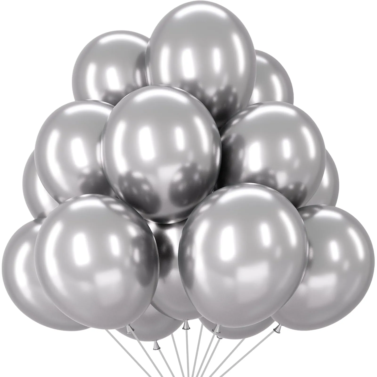 fairymaiden Palloncini Argento Metallizzato in Lattice, 100 Pezzi, 12 Pollici - immagine 1