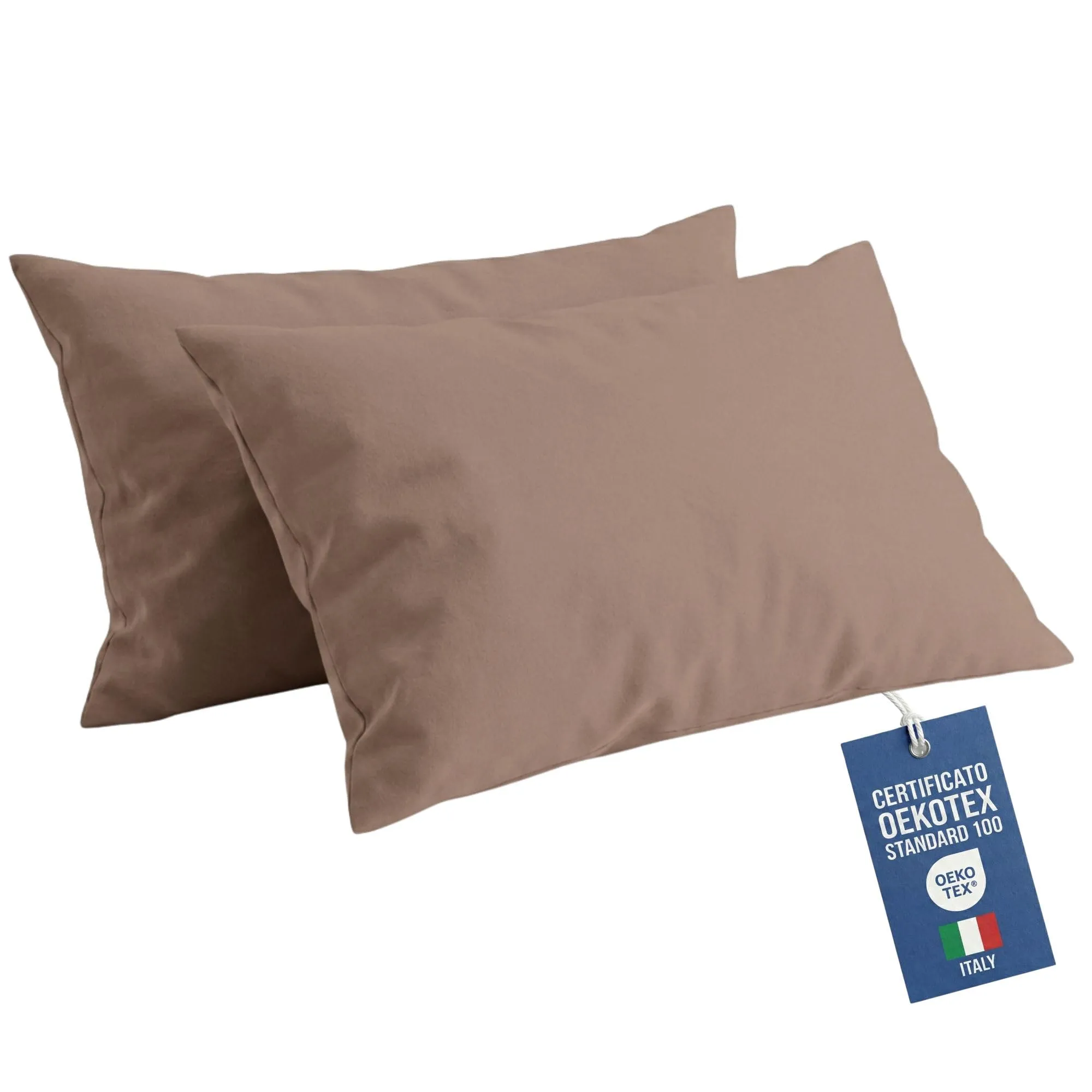 NARCISO Federe Cuscino 50x80 cm 100% Cotone Antiacaro e Anallergiche, Coppia (Tortora) - immagine 1