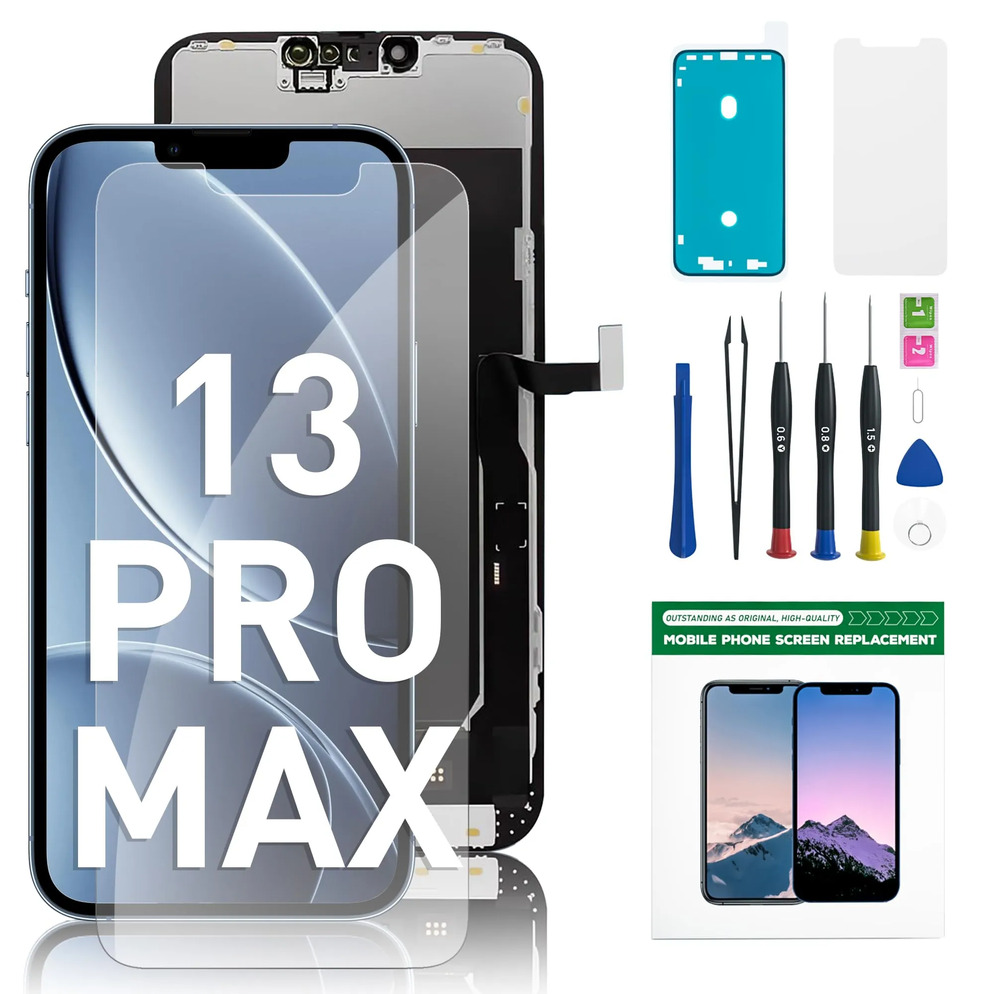 Hoonyer Set di Ricambio Display per iPhone 13 Pro Max 6.7" con Cornice, Digitalizzatore e Strumenti di Riparazione - immagine 1
