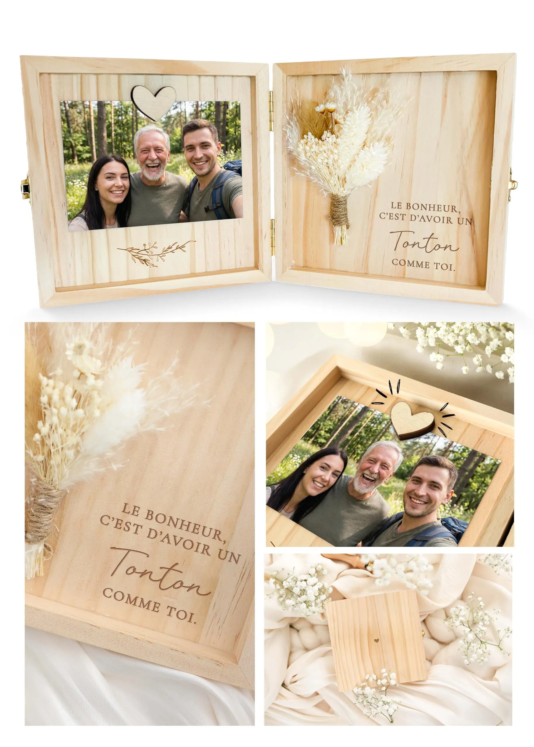 Joli Coon Cofanetto Regalo Zio in Legno - La felicità è avere uno zio come te, 14 x 14 x 3 cm - immagine 1