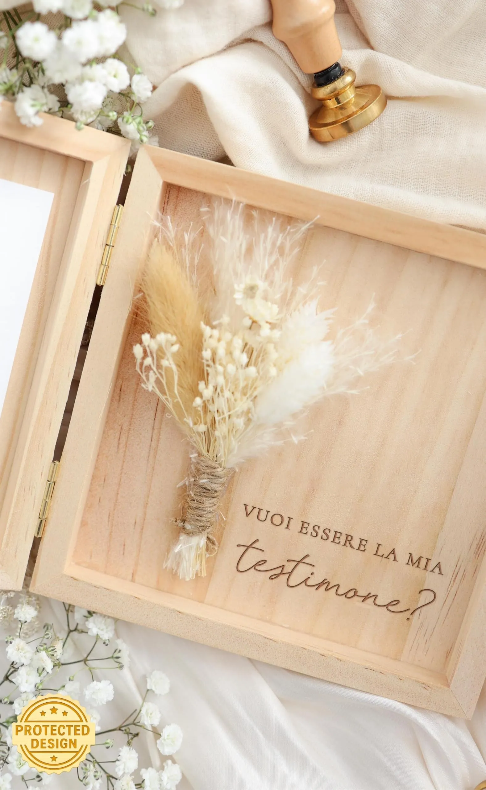 Joli Coon Cofanetto in Legno per Testimone, 14 x 14 x 3 cm - immagine 3