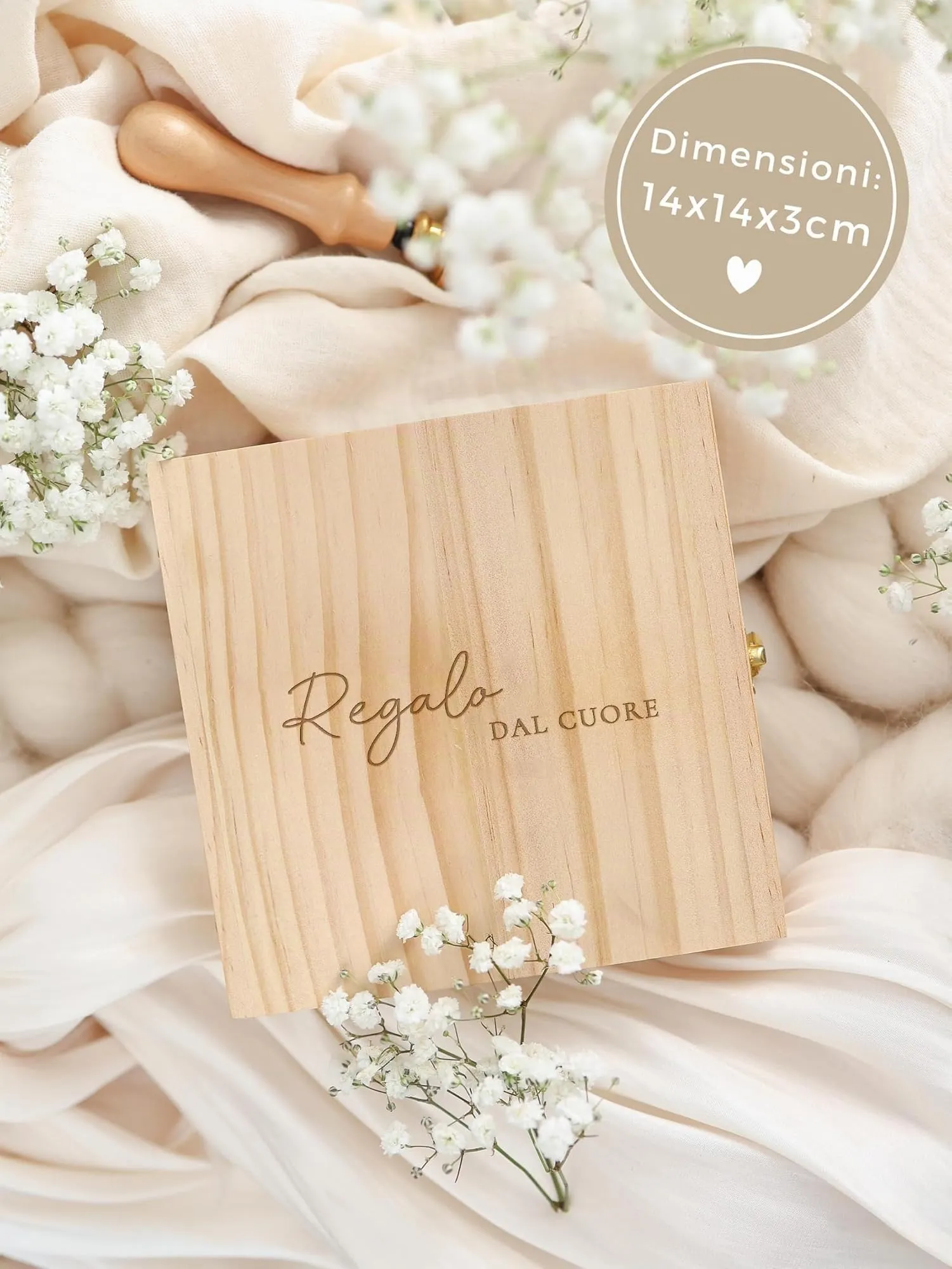 Joli Coon Cofanetto in Legno per Testimone, 14 x 14 x 3 cm - immagine 4