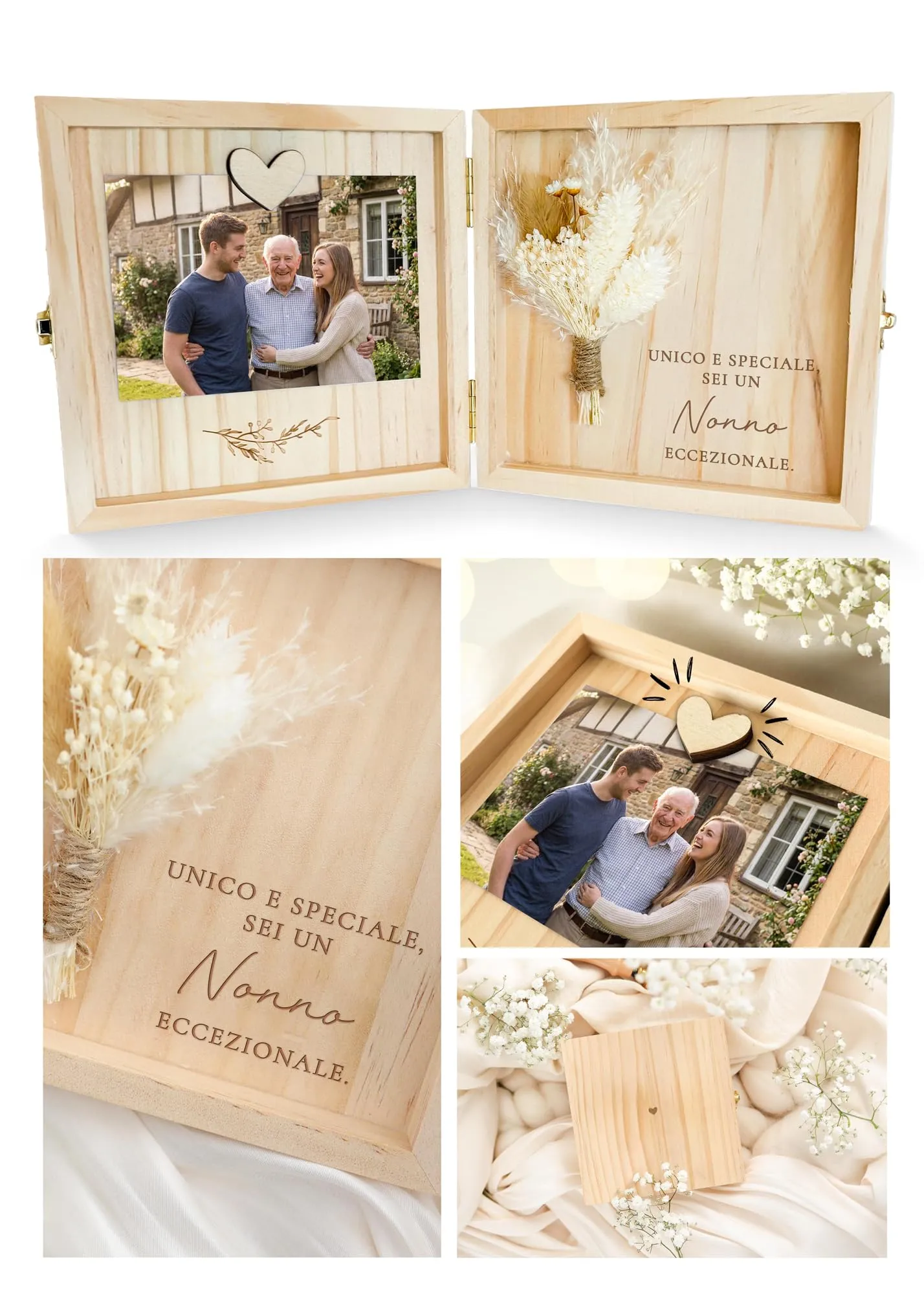 Joli Coon Cofanetto regalo nonno in legno, 14 x 14 x 3 cm - immagine 1