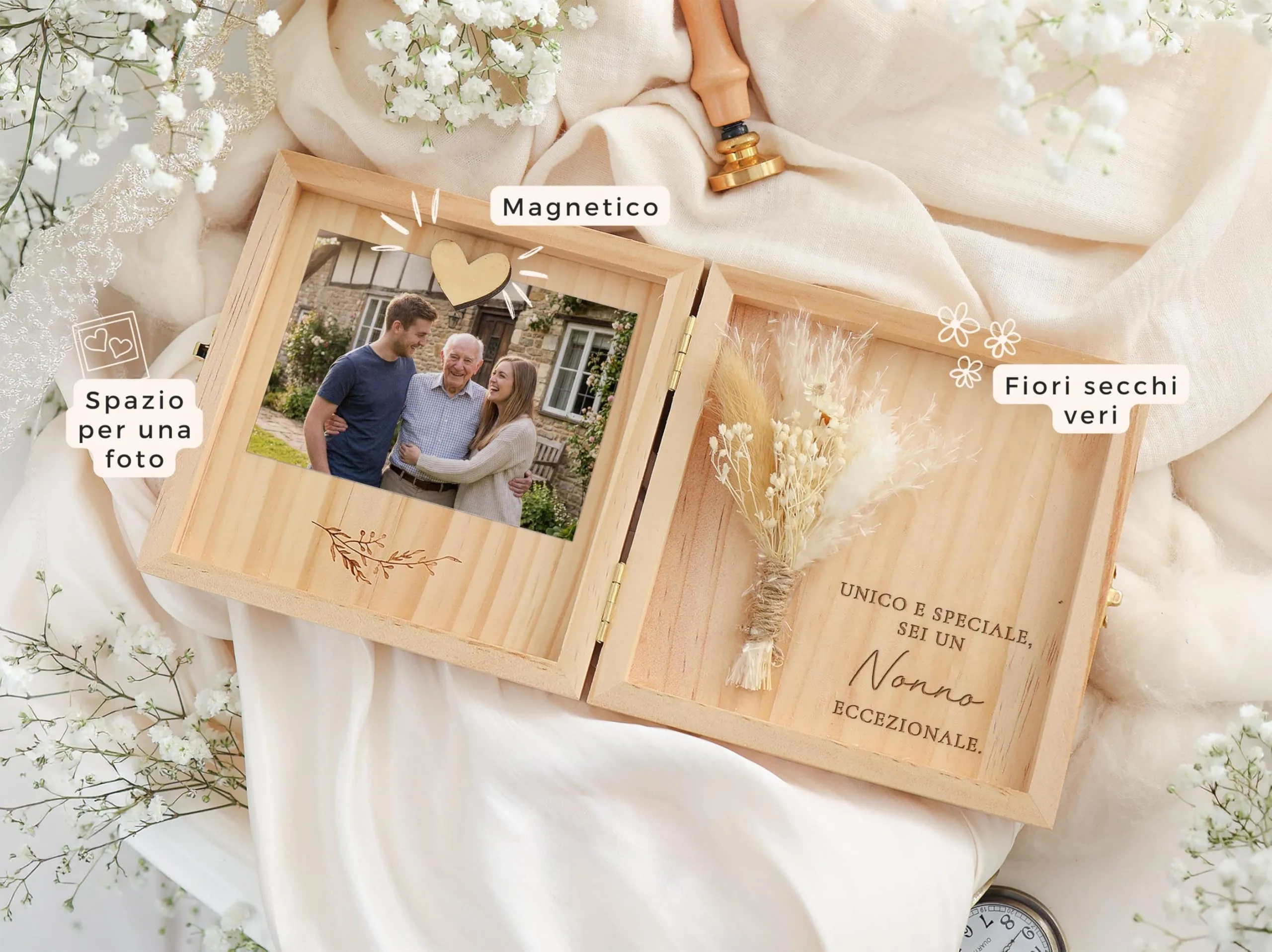 Joli Coon Cofanetto regalo nonno in legno, 14 x 14 x 3 cm - immagine 2
