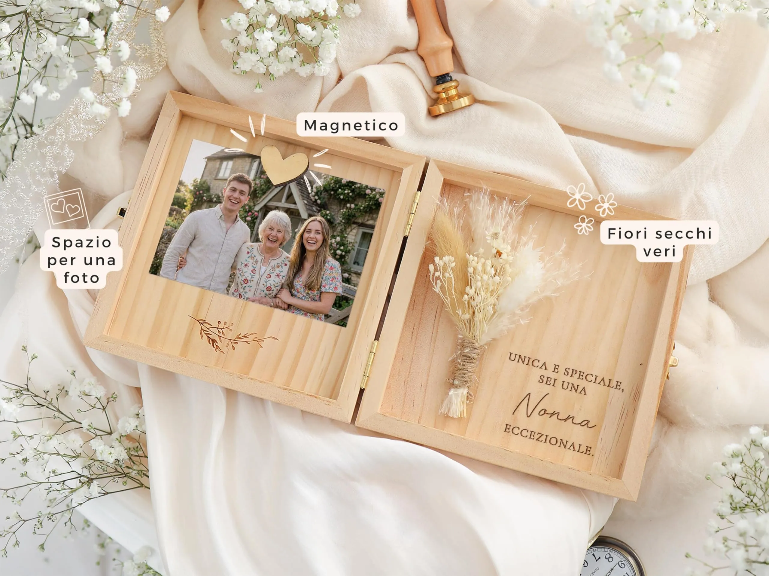 Joli Coon Cofanetto Regalo Nonna in Legno, 14 x 14 x 3 cm - immagine 2