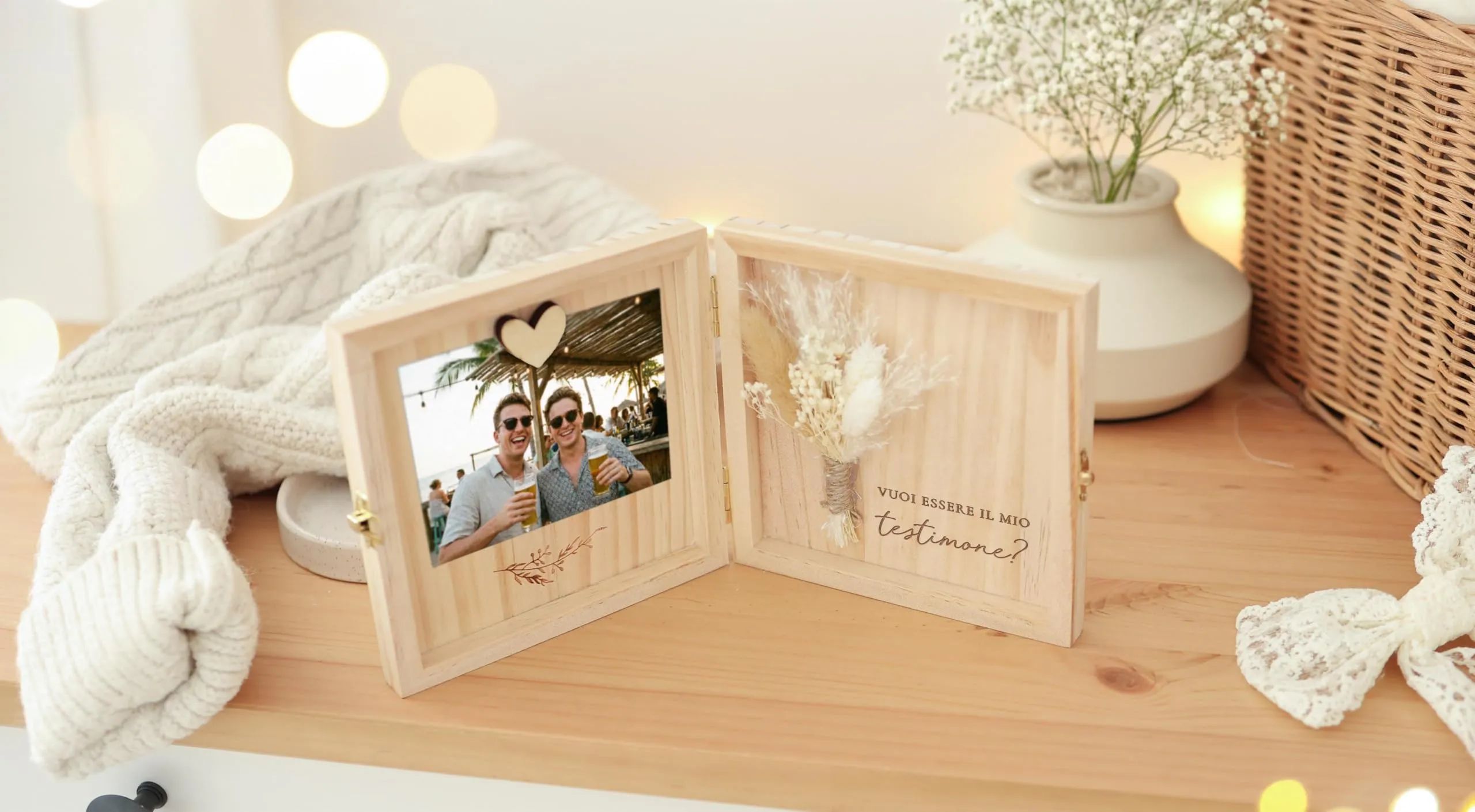 Joli Coon Cofanetto in legno per chiedere mio testimone, 14 x 14 x 3 cm - immagine 5